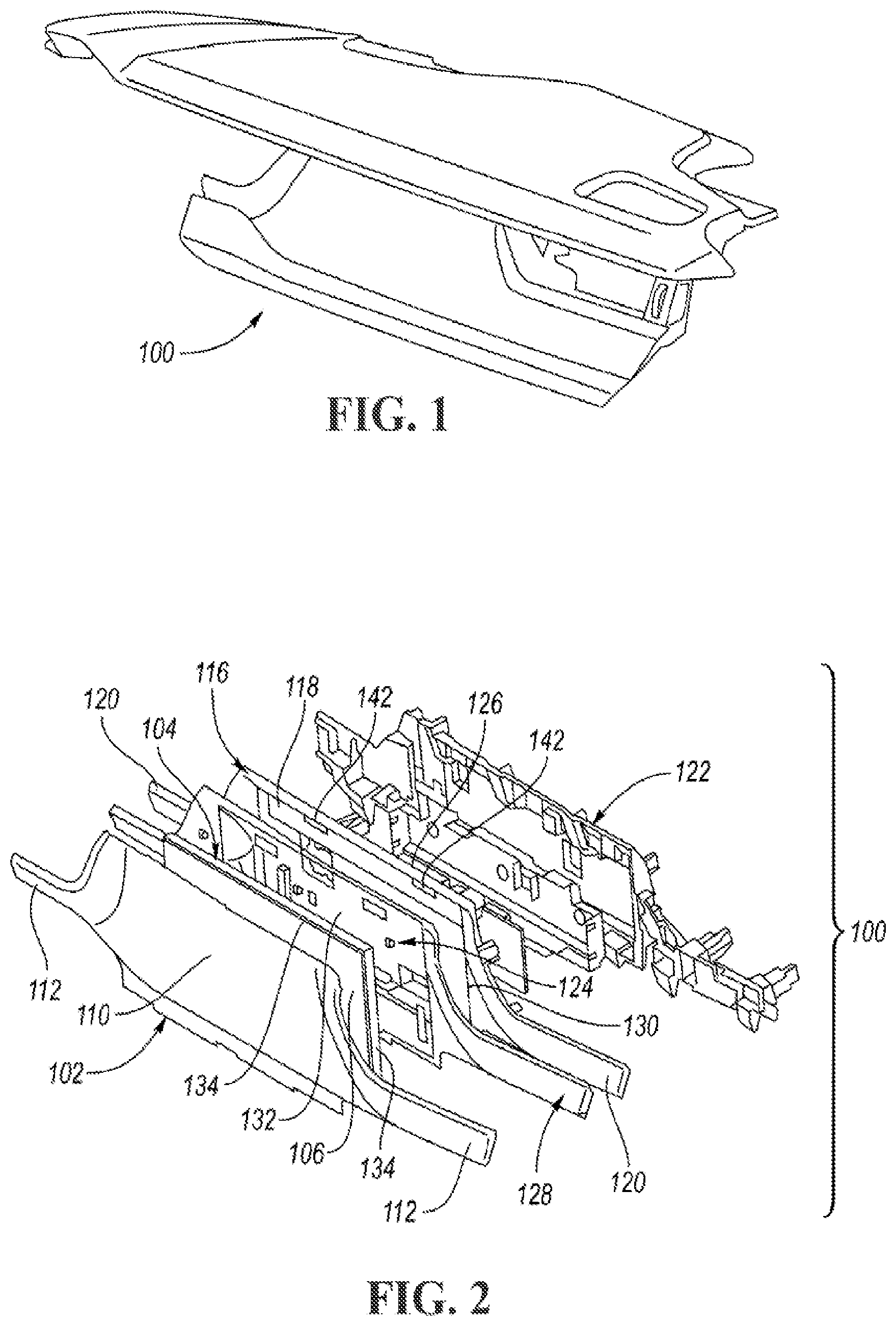 Patent US12103393 — Floating mounting arrangement for components in a vehicle display assembly — Figure 1