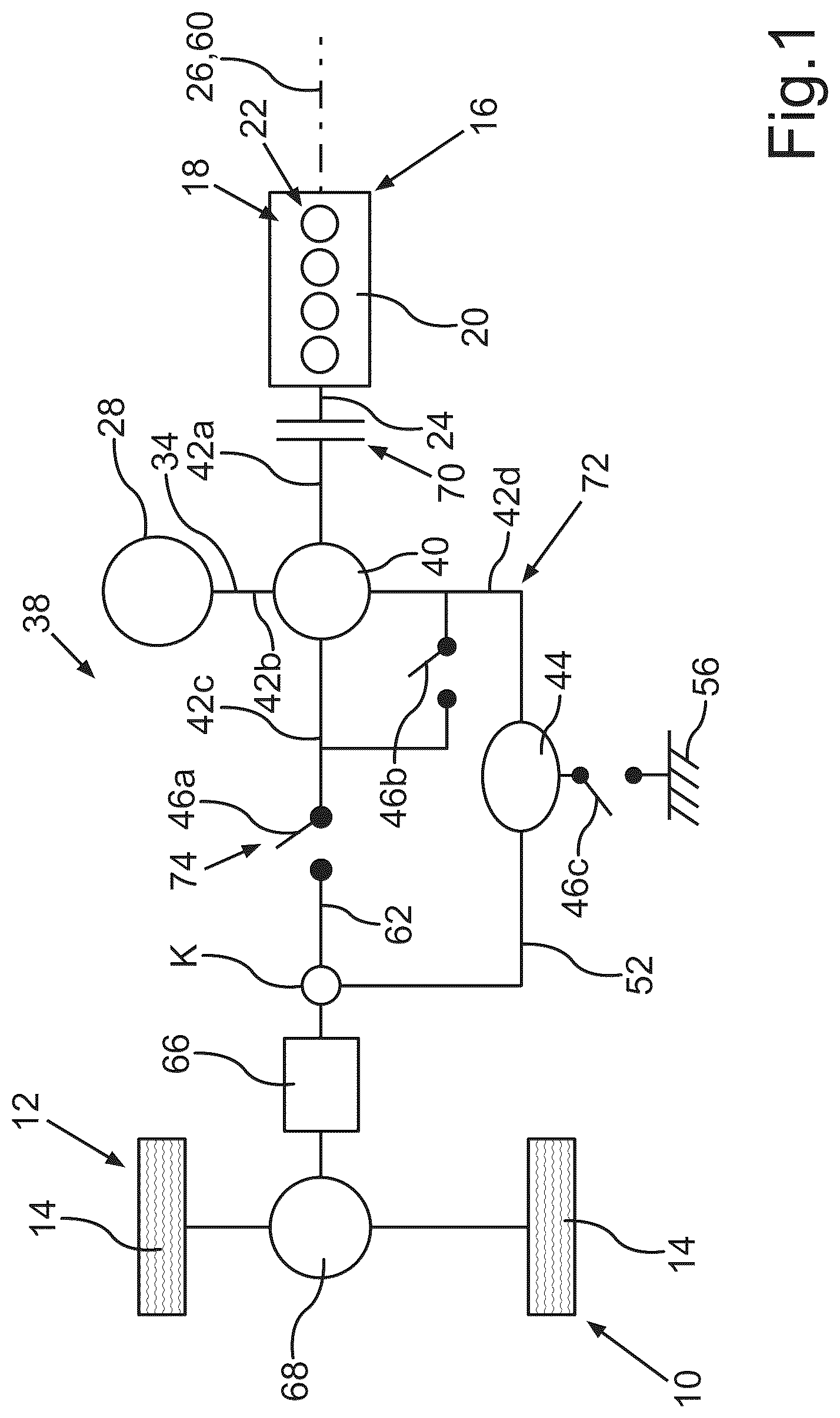 Patent US12103398 — Hybrid drive system for a motor vehicle, and motor vehicle — Figure 1