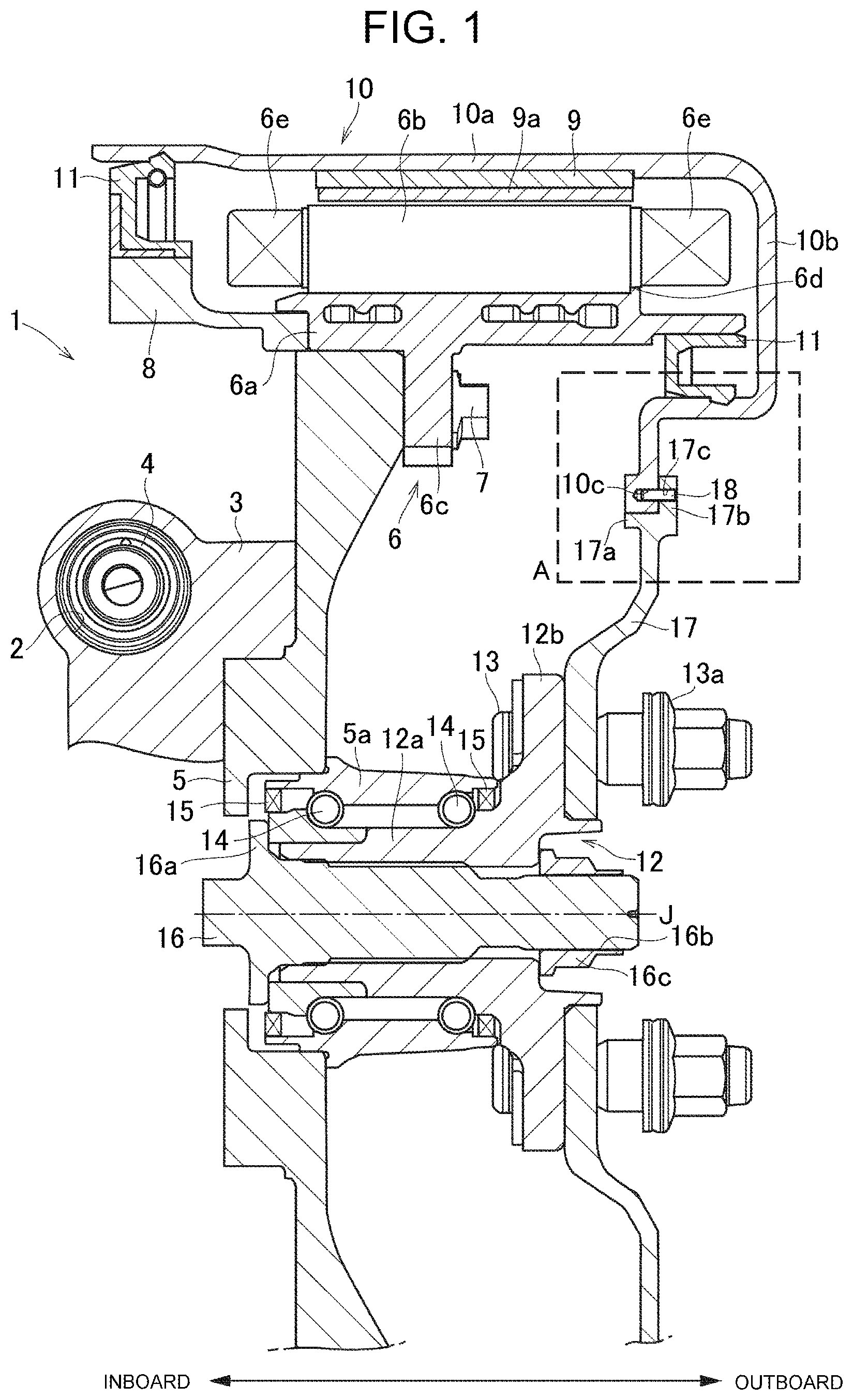 Patent US12103400 Figure 1 – In-wheel motor including a torque limiter for limiting a torque between a rotor cover and a connection member