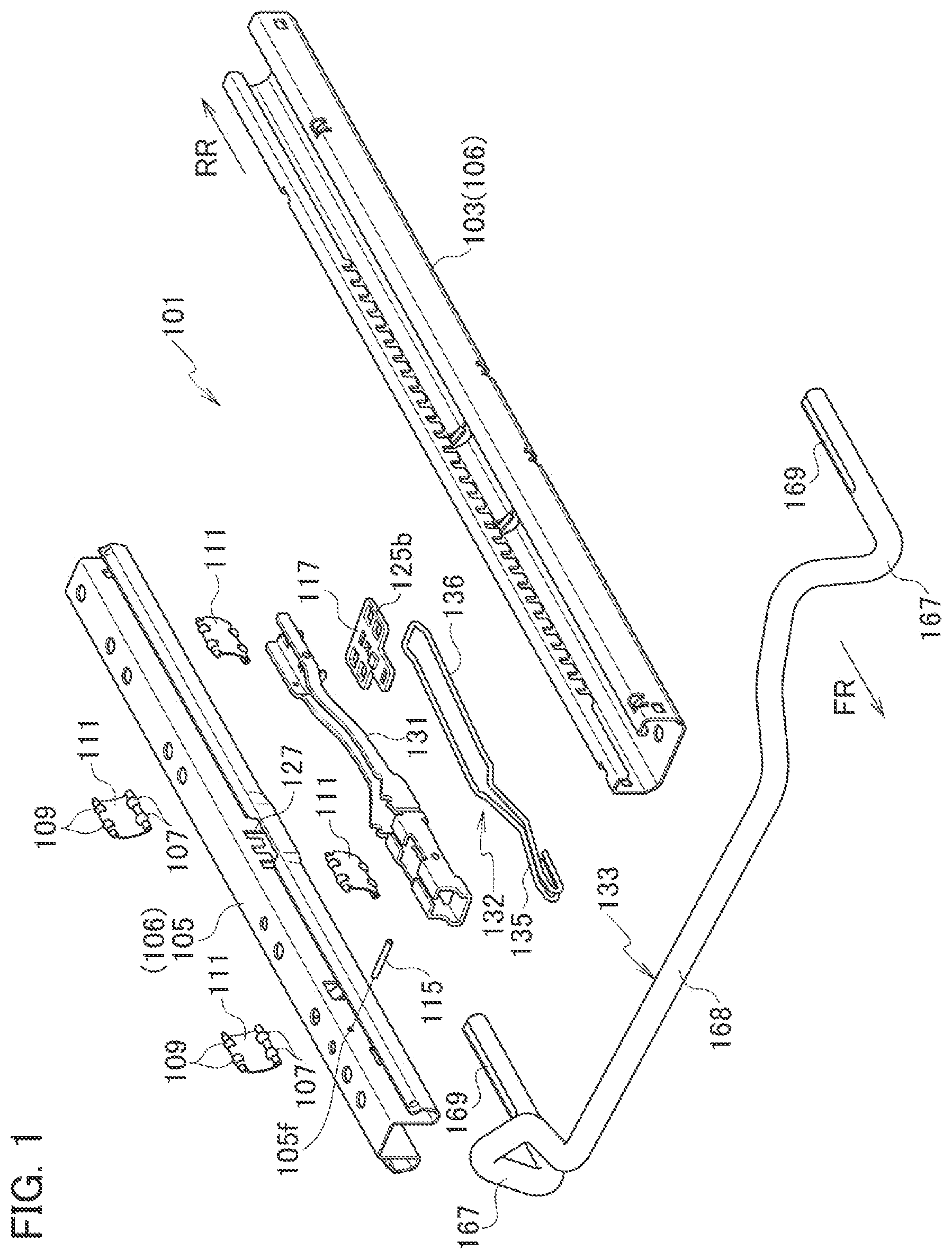 Patent US12103437 — Seat sliding device — Figure 1