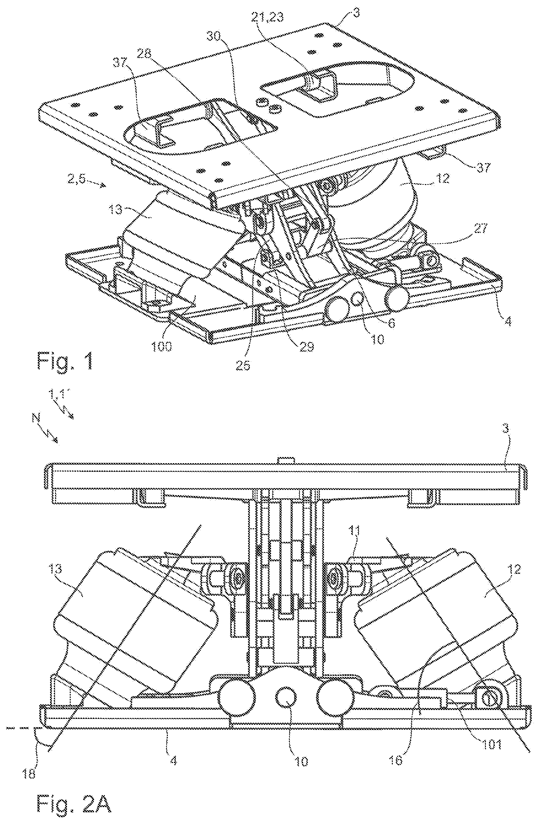 Patent US12103446 — Vehicle seat having a suspension unit for cushioning rolling and vertical suspension movements — Figure 1