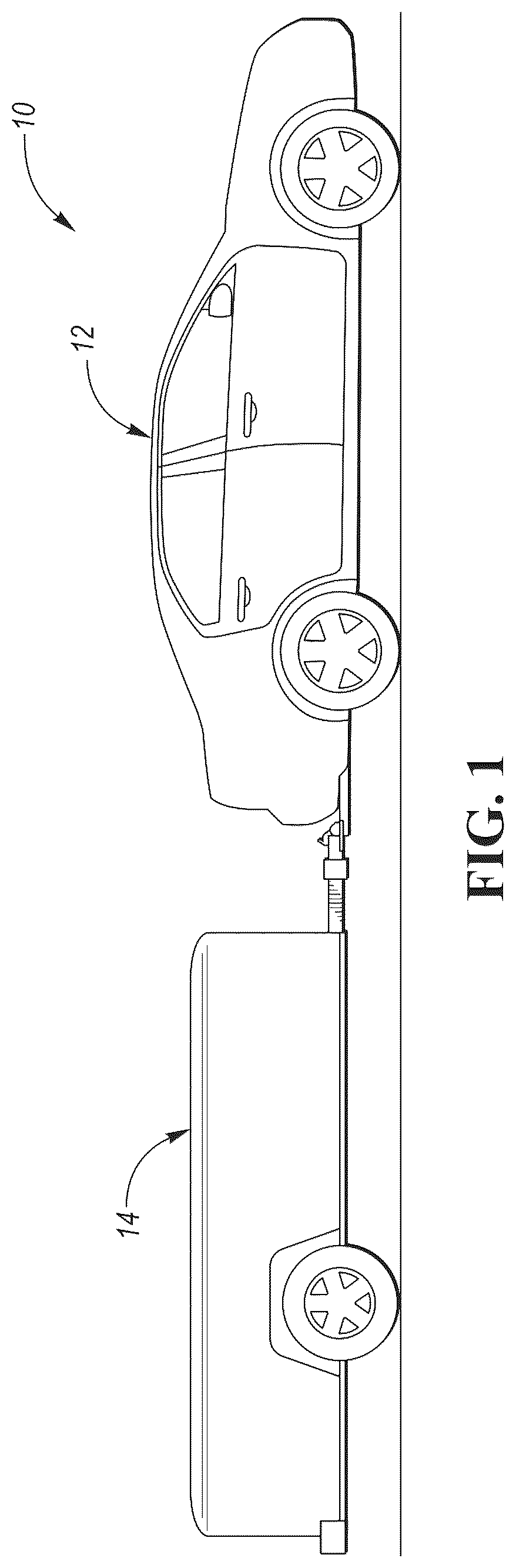 Patent US12103512 Figure 1 – Energy optimization for integrated powertrain of combined vehicle system having vehicle and electrically powered trailer towed by the vehicle