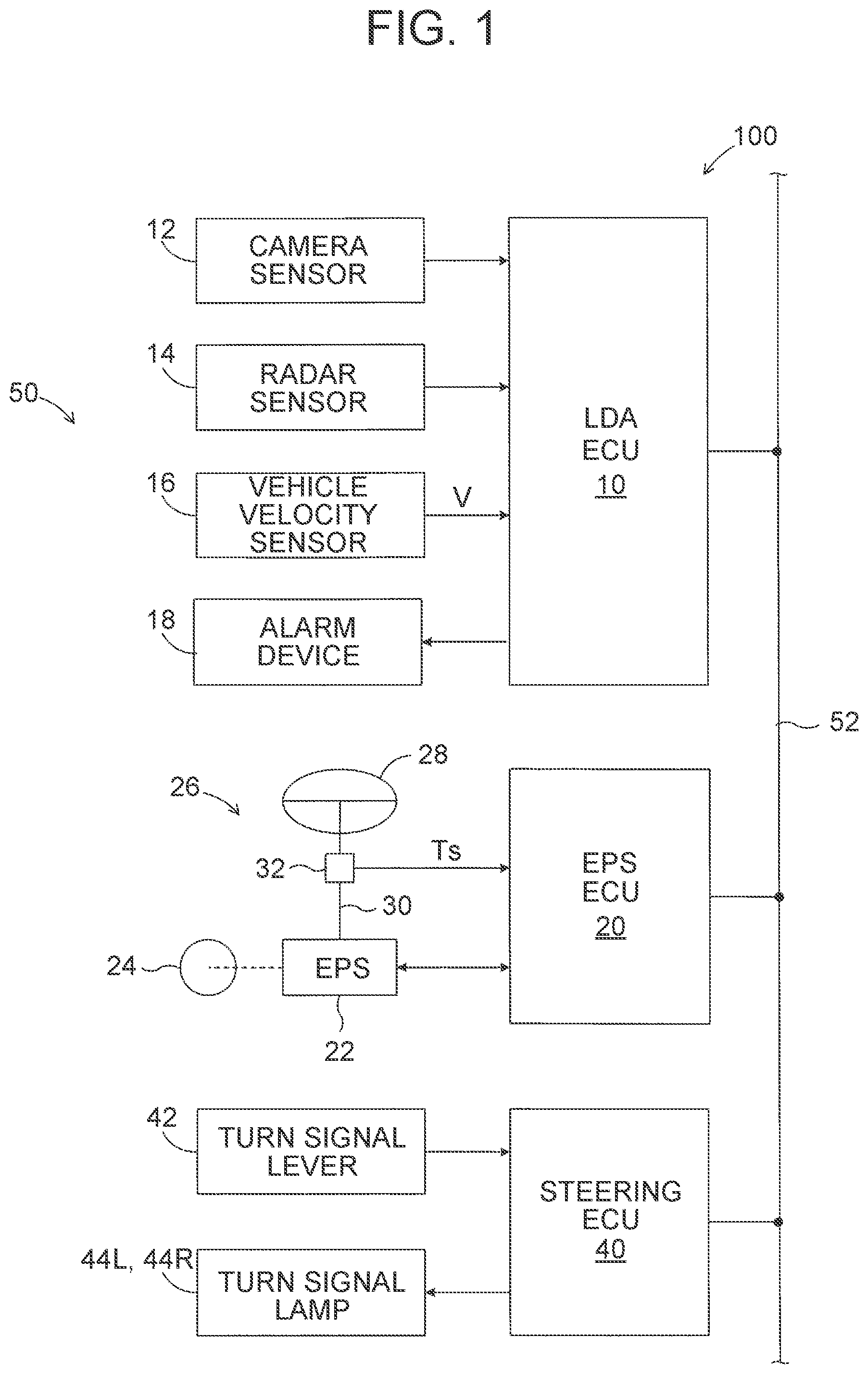 Patent US12103525 — Lane departure avoidance device — Figure 1