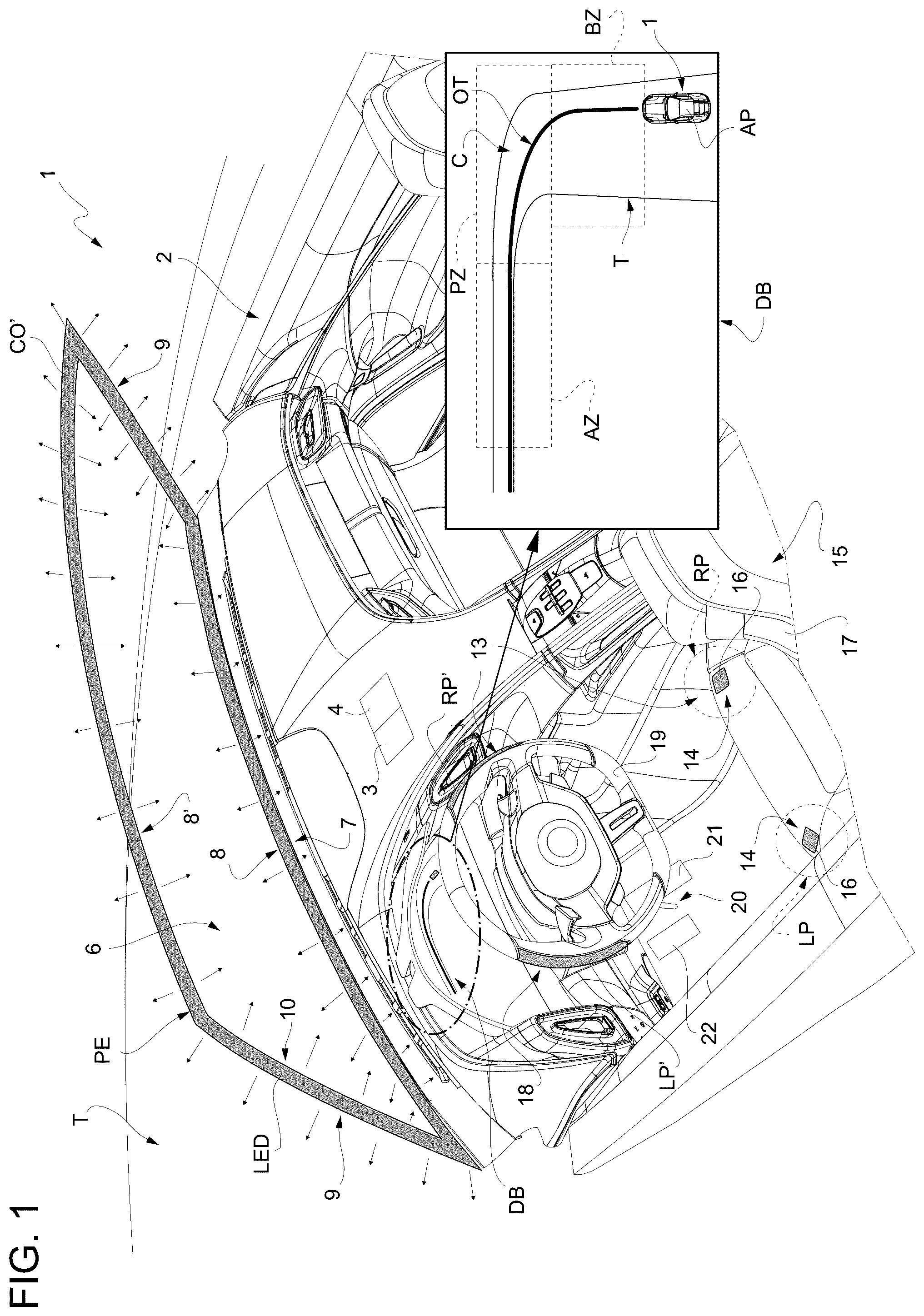 Patent US12103551 — Method for the performance-enhancing driver assistance of a road vehicle and related road vehicle — Figure 1