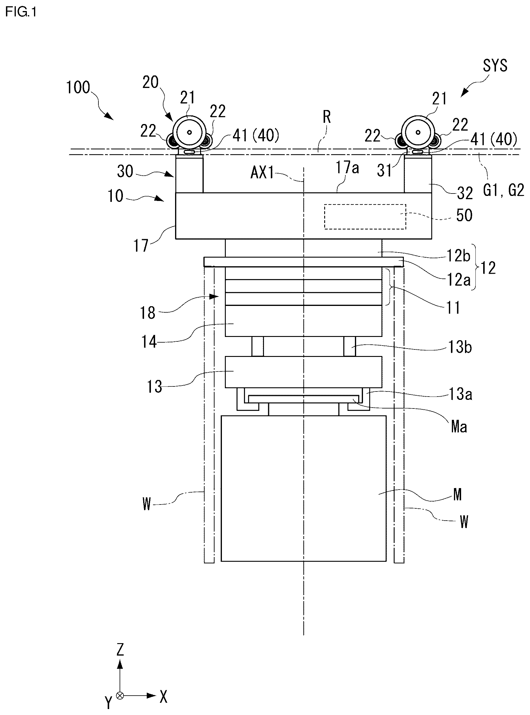Patent US12103570 — Traveling vehicle system — Figure 1