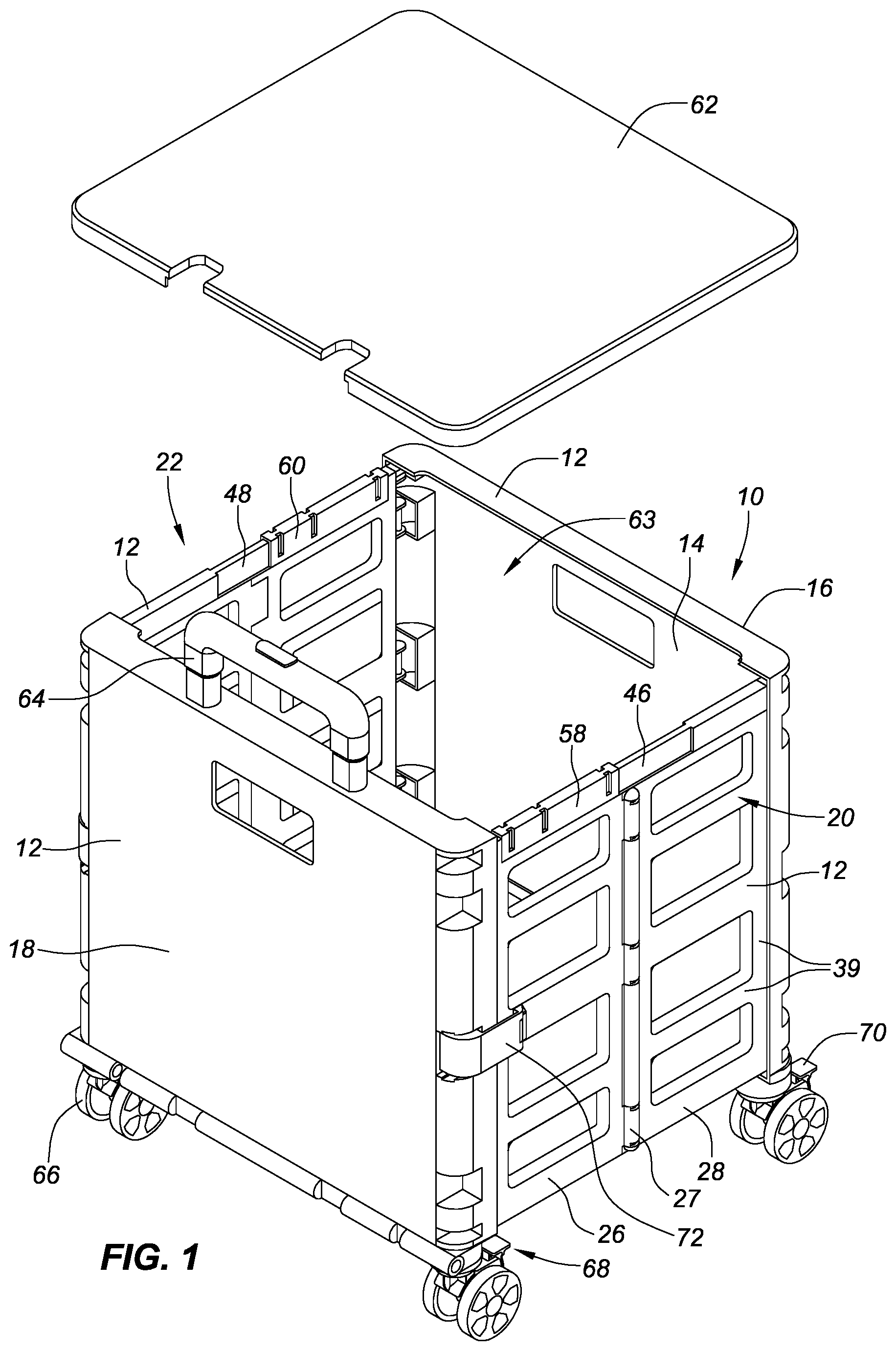 Patent US12103576 — Stackable collapsible carts — Figure 1
