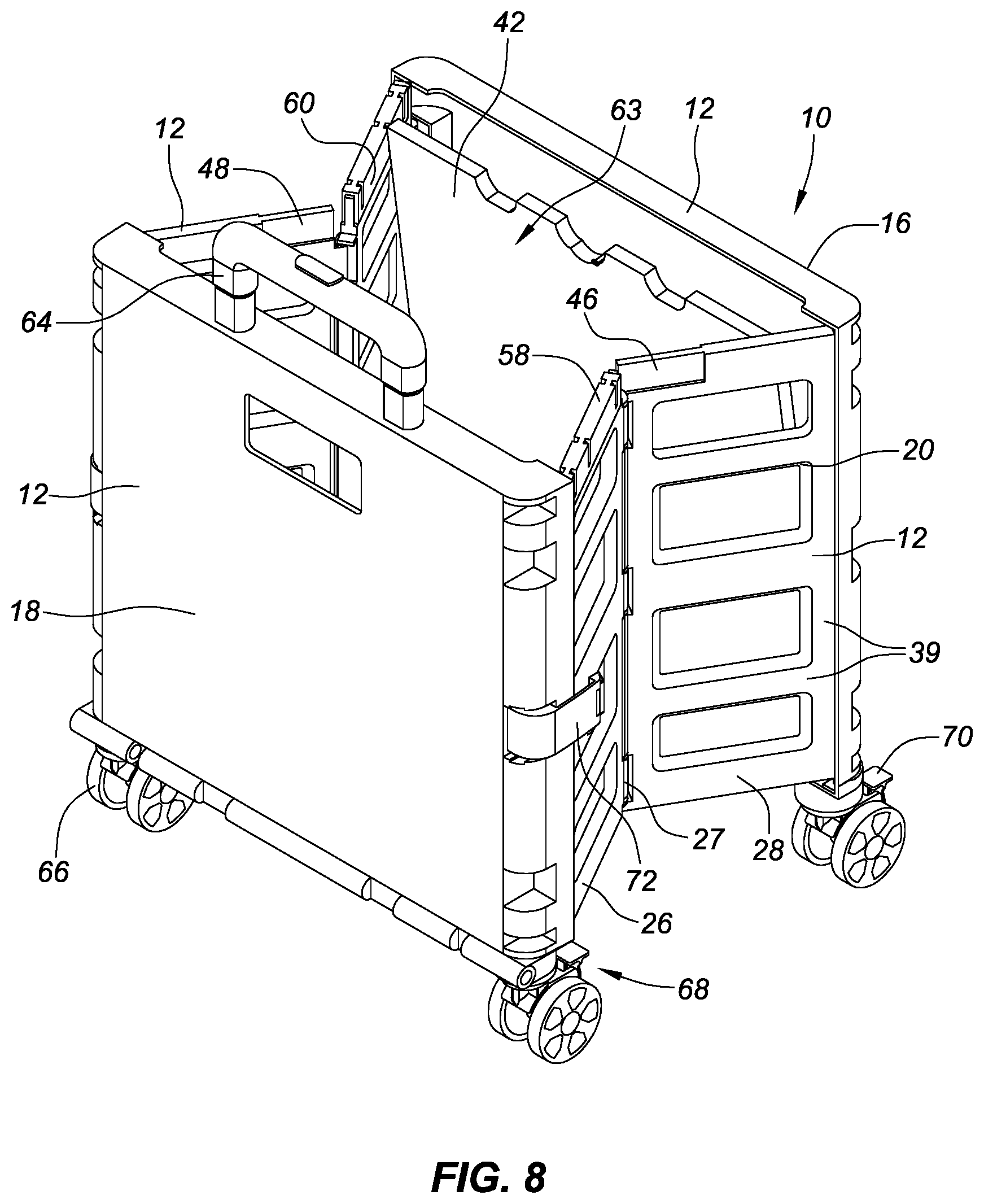 Patent US12103576 Figure 8 – Stackable collapsible carts