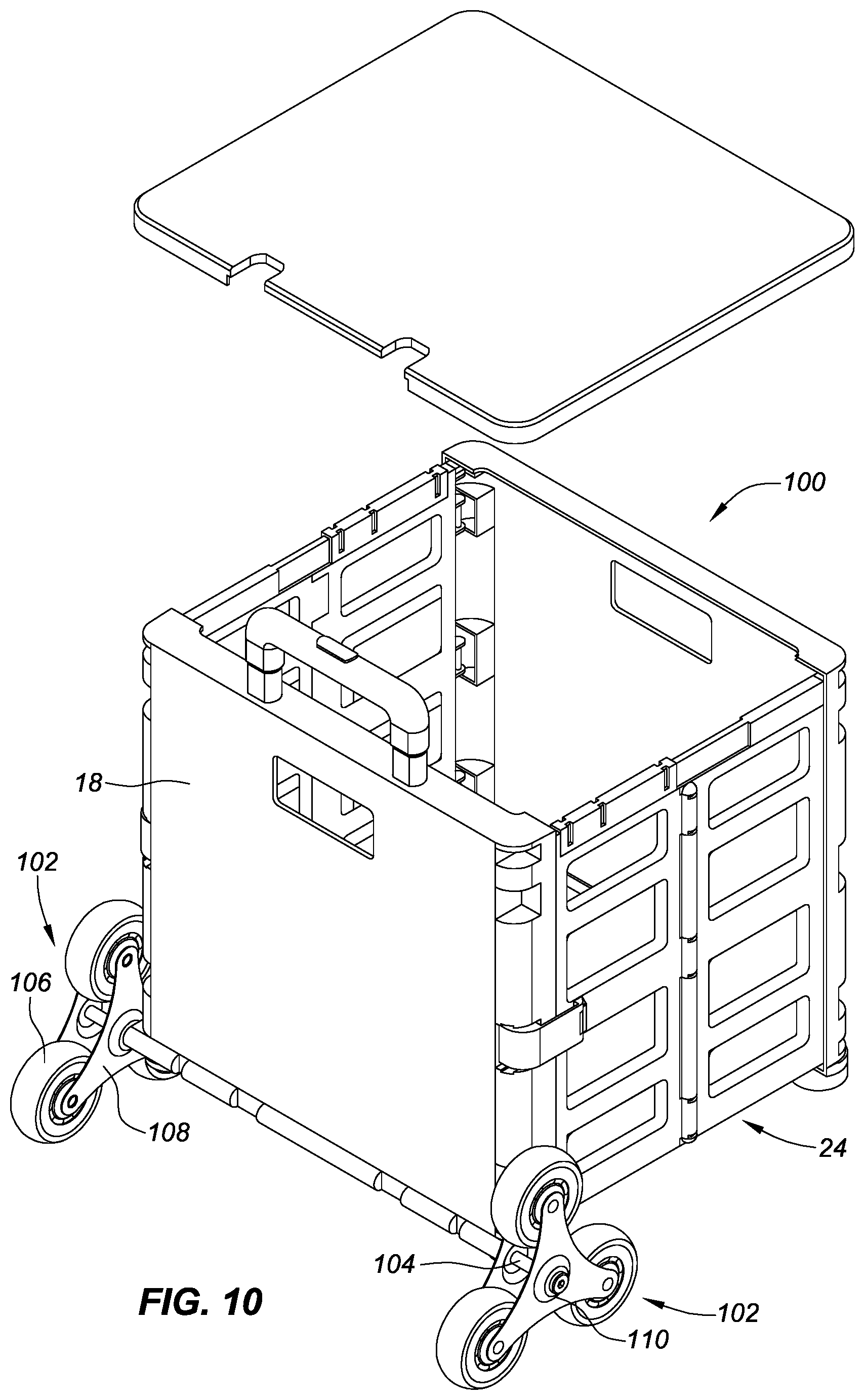 Patent US12103576 Figure 10 – Stackable collapsible carts