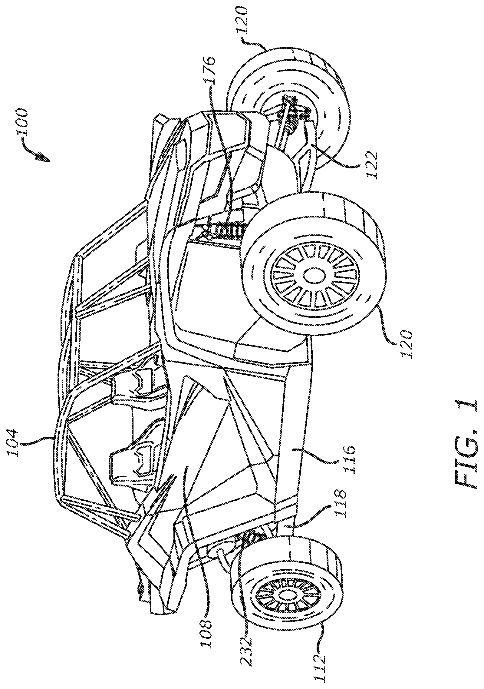 Patent US12103593 — Rear strut gusset plates for reinforcing an off-road chassis — Figure 1