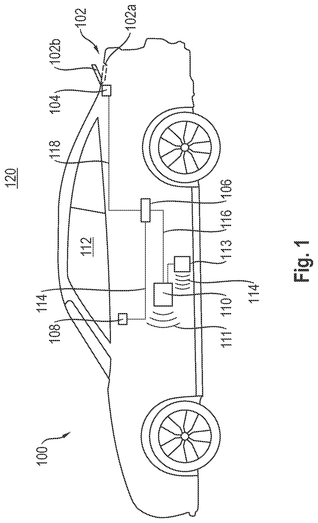 Patent US12103602 — Vehicle having an air deflection element and method for adjusting an air deflection element on a vehicle — Figure 1