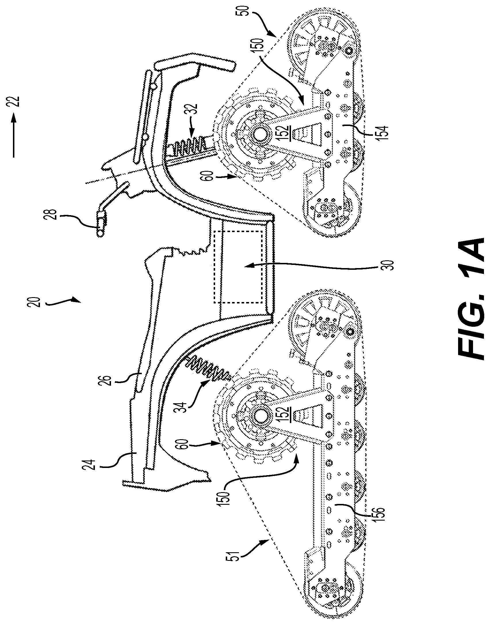 Patent US12103610 Figure 1 – Modular frame, track frame having a modular frame, vehicle having track systems, track system kit, tensioner and track system having a tensioner