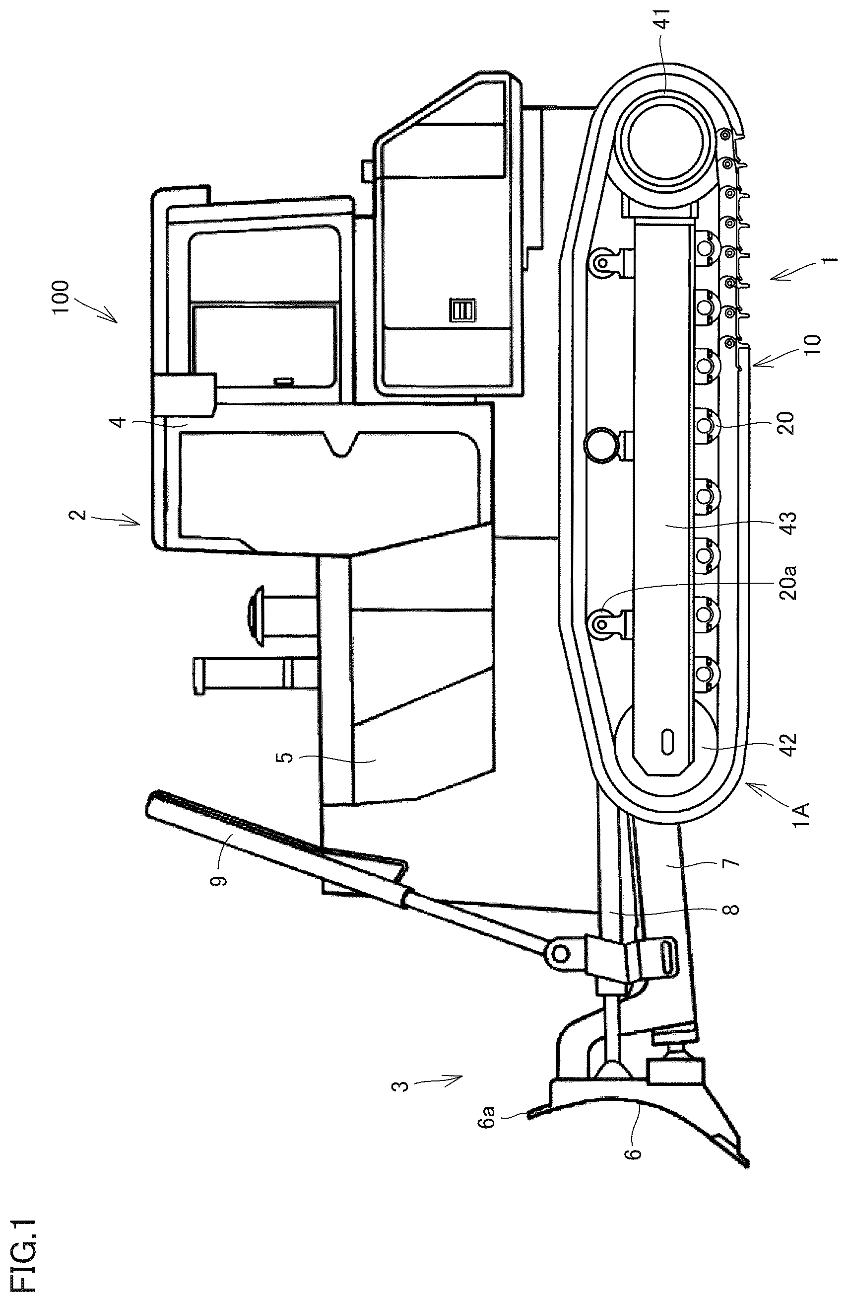 Patent US12103612 — Roller unit of crawler travel unit, crawler travel unit, and work machine — Figure 1