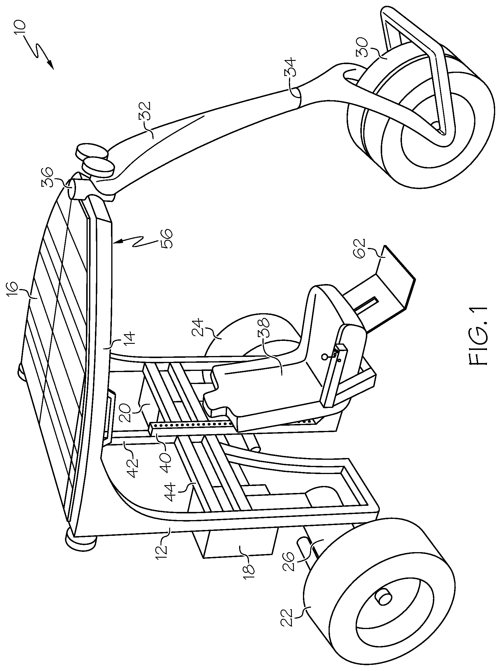 Patent US12103619 — Electric vehicle with movable operator's chair — Figure 1
