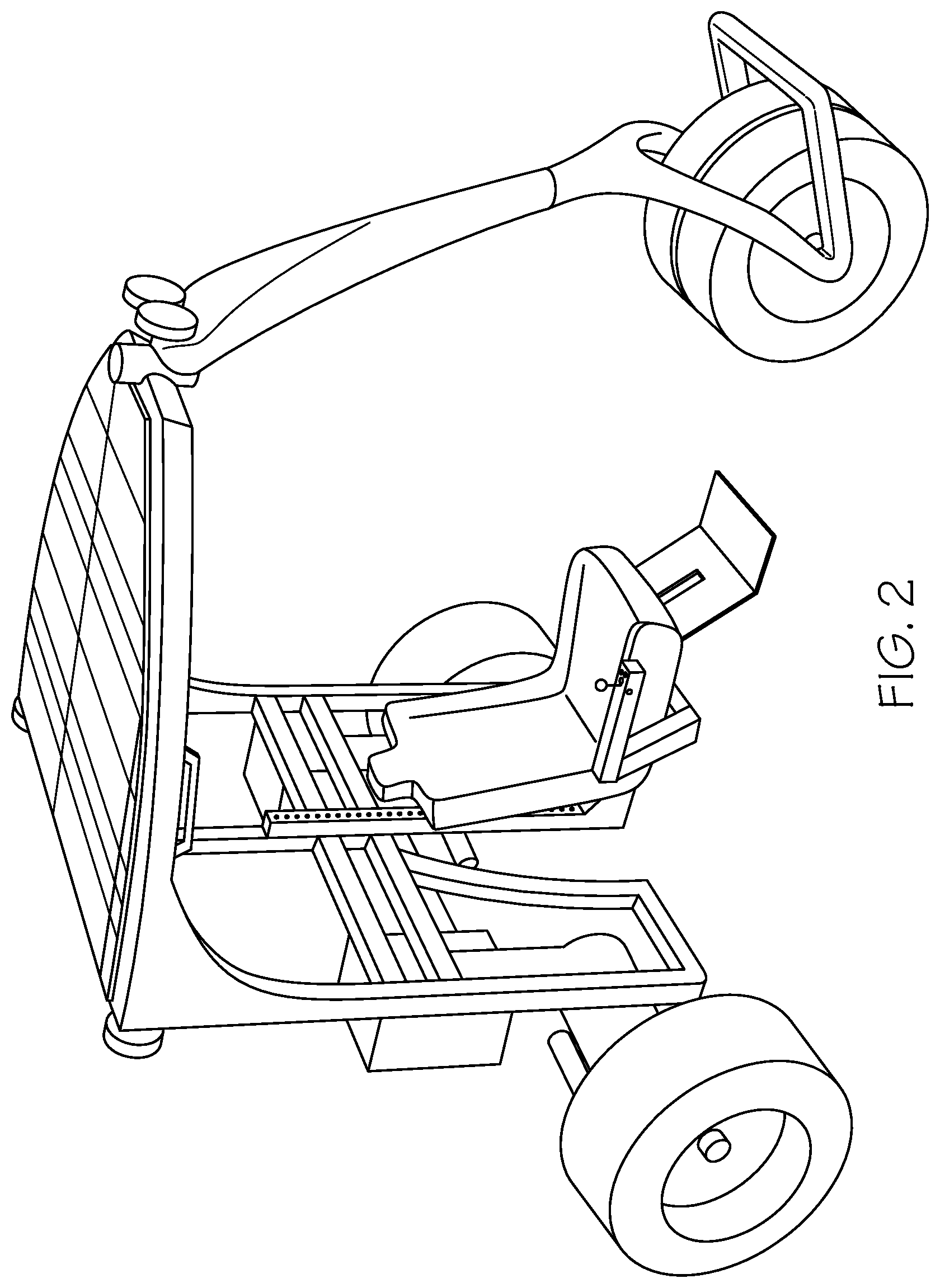 Patent US12103619 Figure 2 – Electric vehicle with movable operator's chair