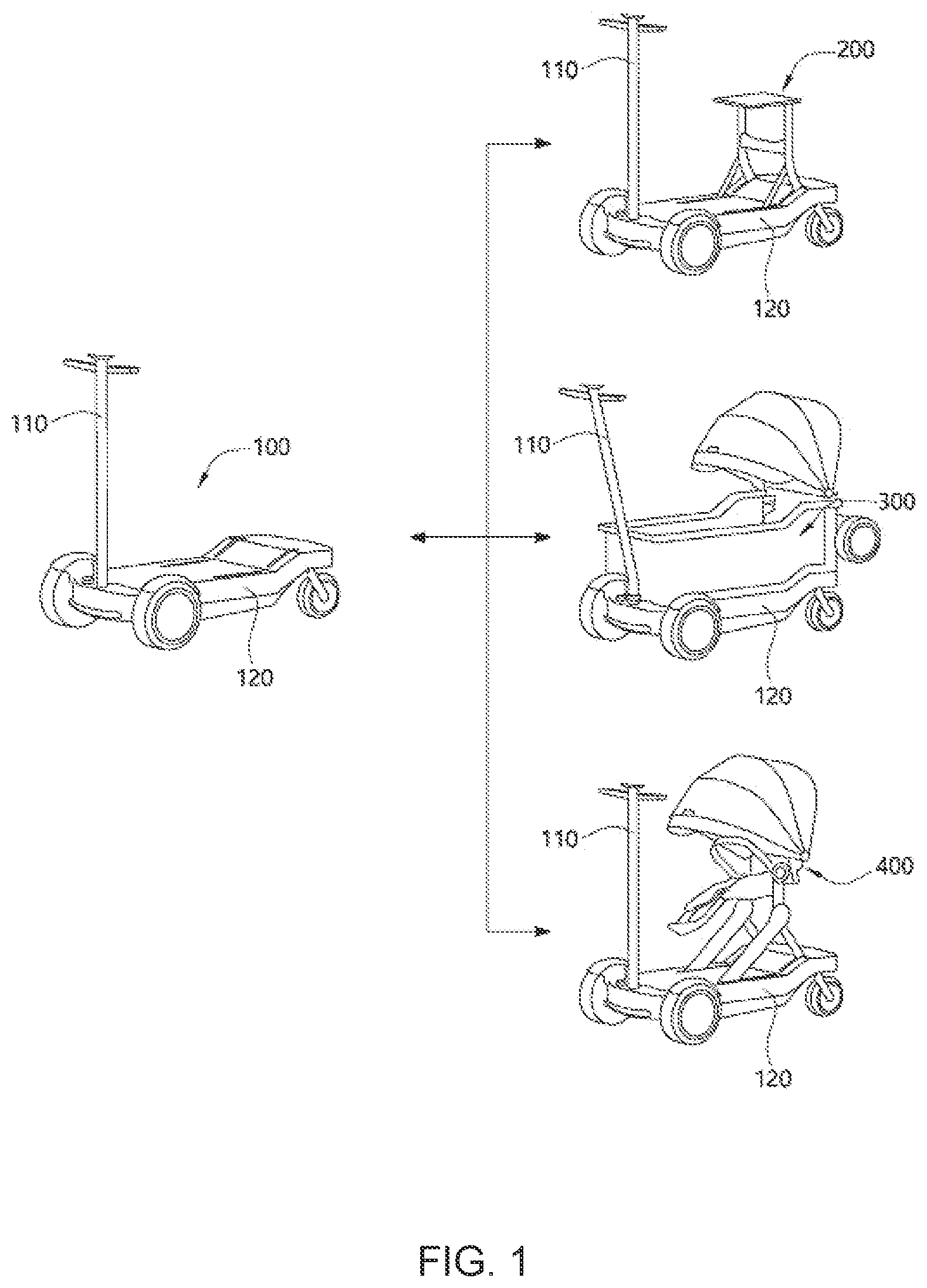 Patent US12103631 — Modular interchangeable personal mobility device — Figure 1