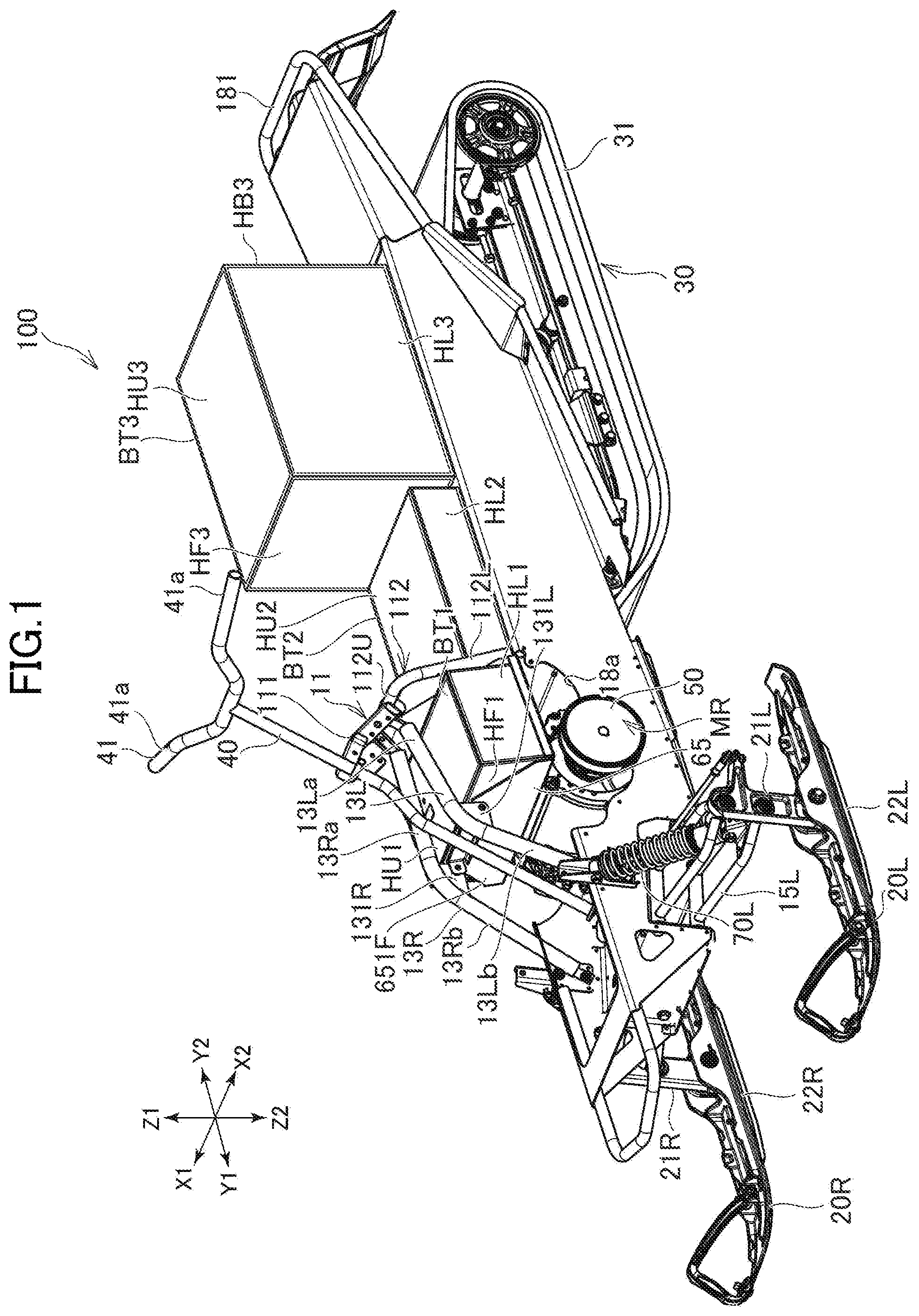 Patent US12103636 — Electric snowmobile — Figure 1