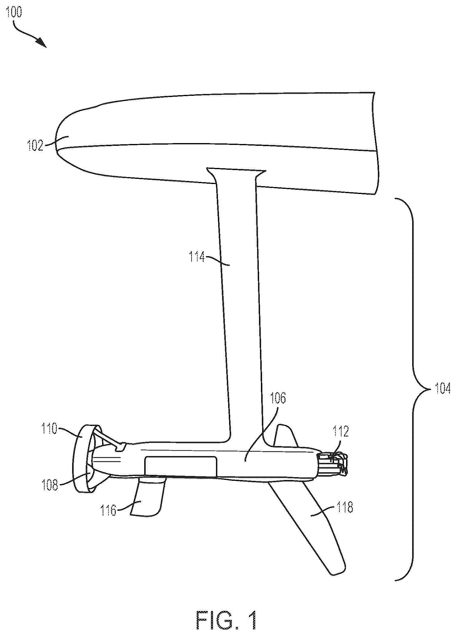 Patent US12103643 — Watercraft device with hydrofoil and electric propeller system — Figure 1
