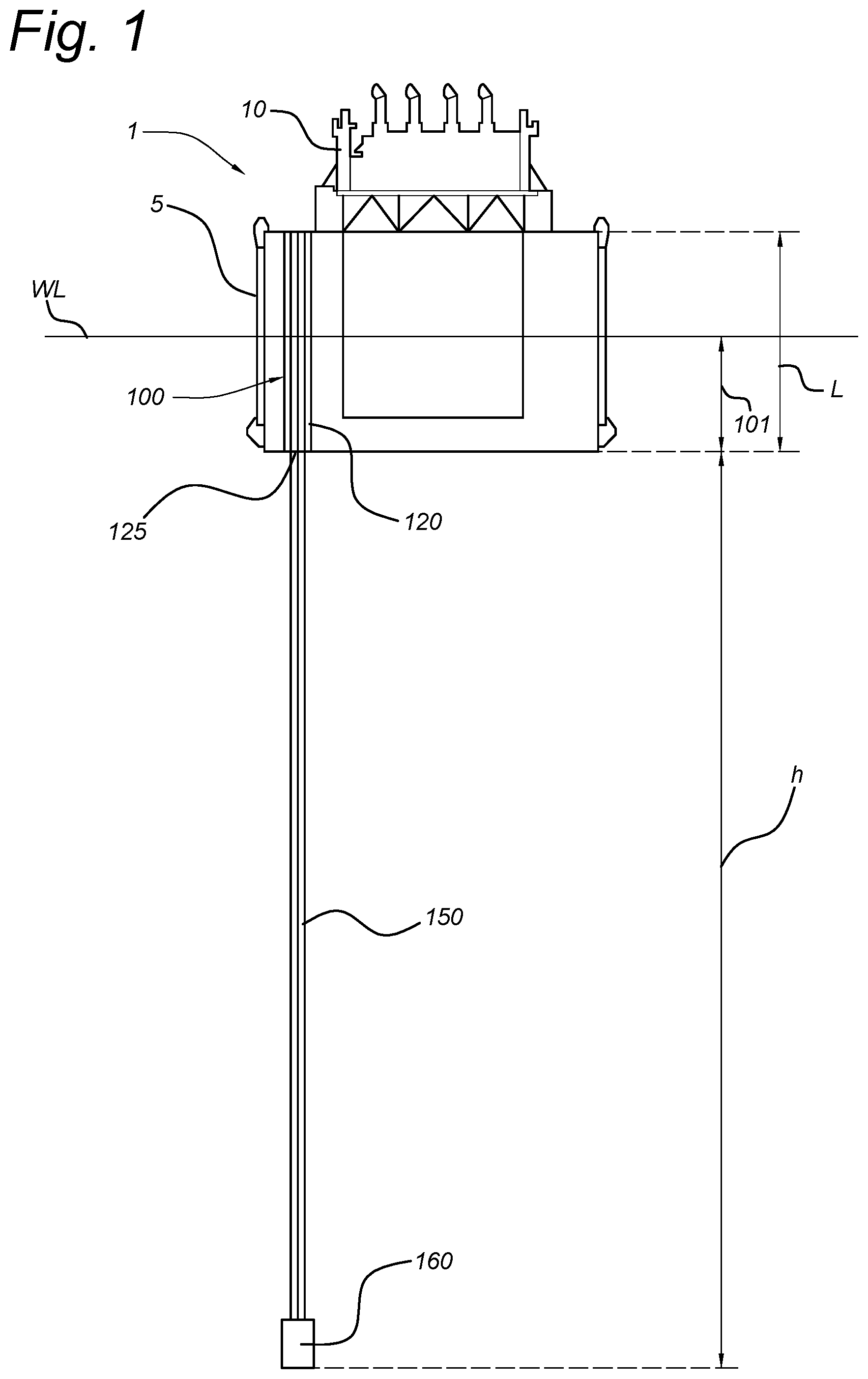 Patent US12103658 — Sea water intake riser system — Figure 1