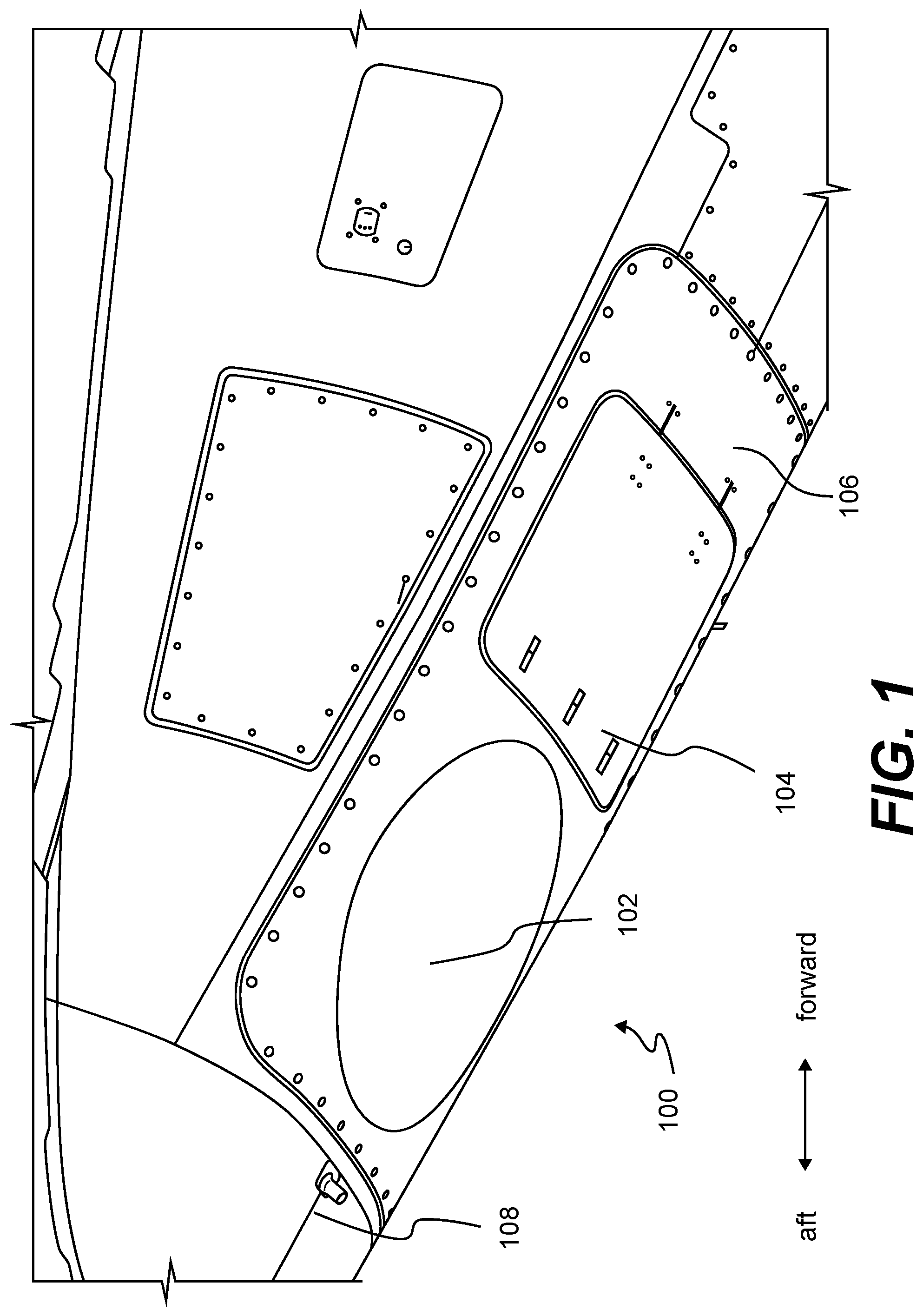Patent US12103659 Figure 1 – Track door for aircraft