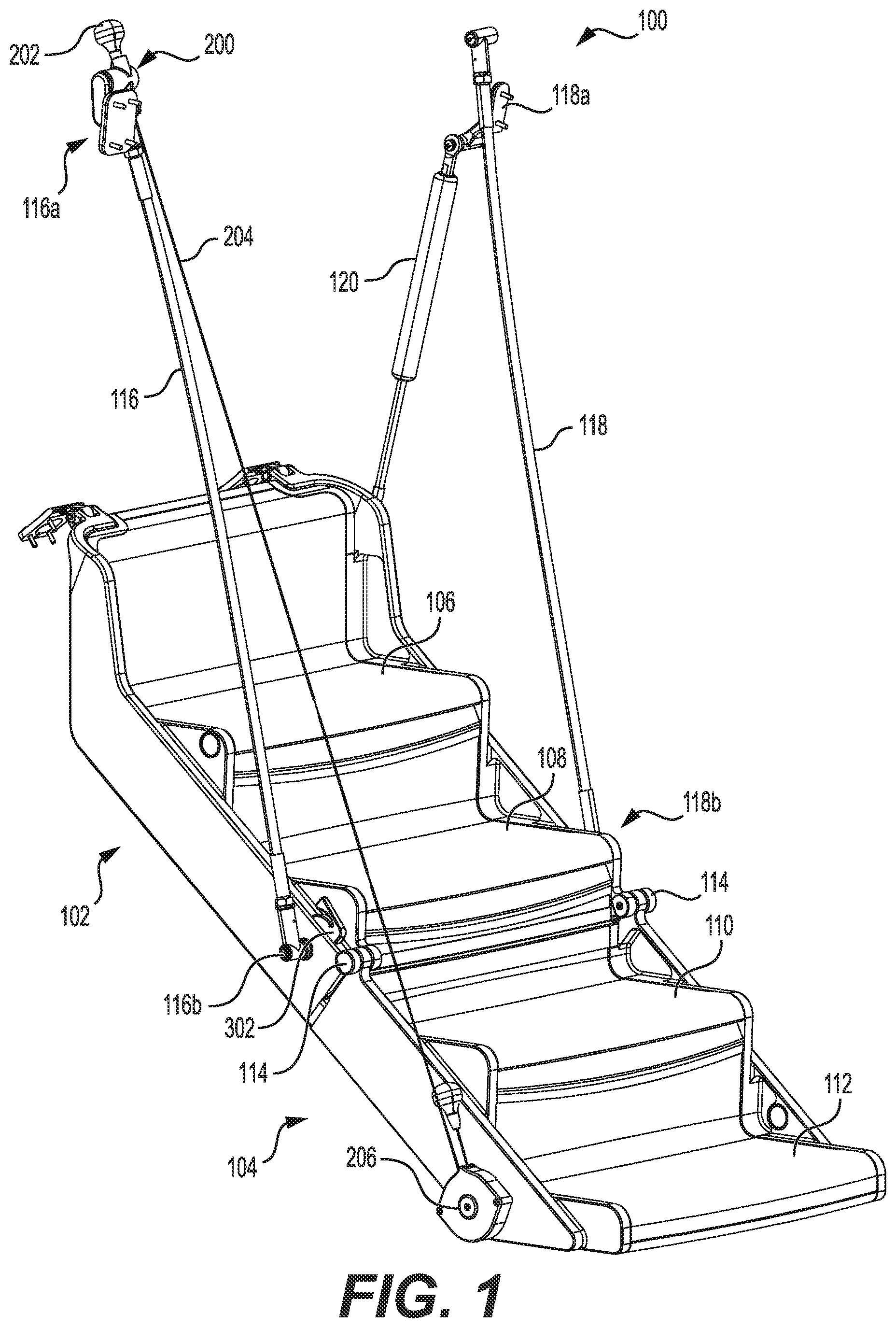 Patent US12103660 — Aircraft stair system including deployable table — Figure 1