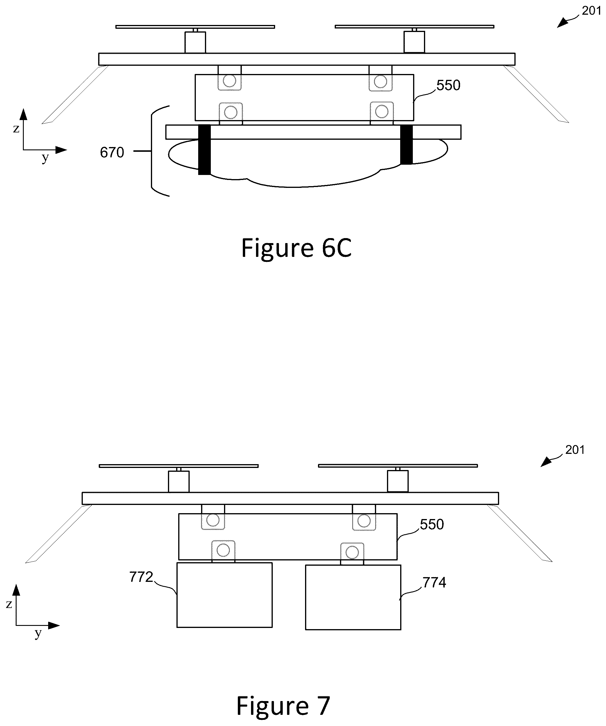 Patent US12103683 Figure 7 – UAV drop-plate for drop-payloads