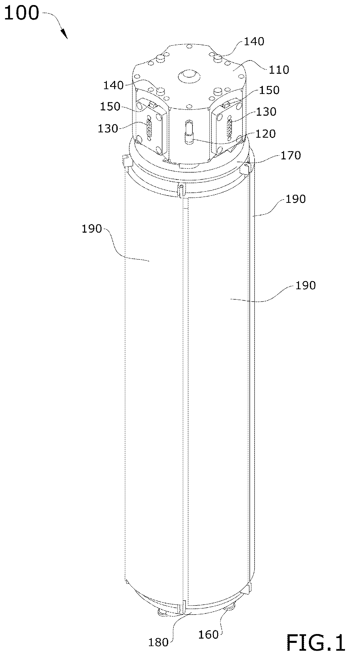 Patent US12103718 — Self-charging modular portable survival drone that recharges by natural elements — Figure 1