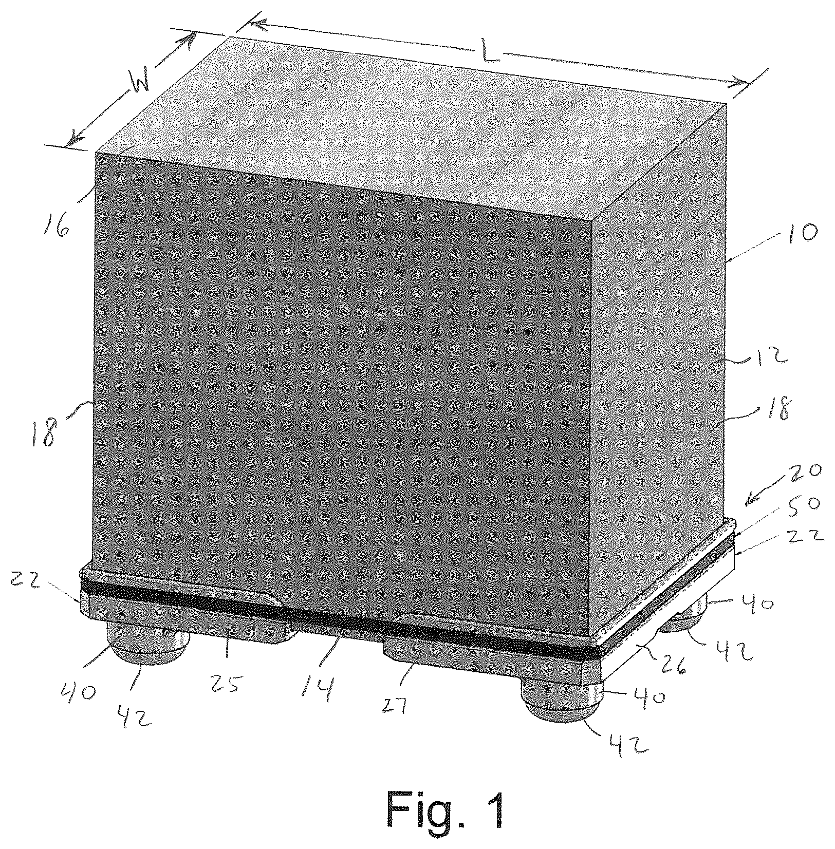 Patent US12103733 — Two-piece vibration dampening pallet assembly — Figure 1