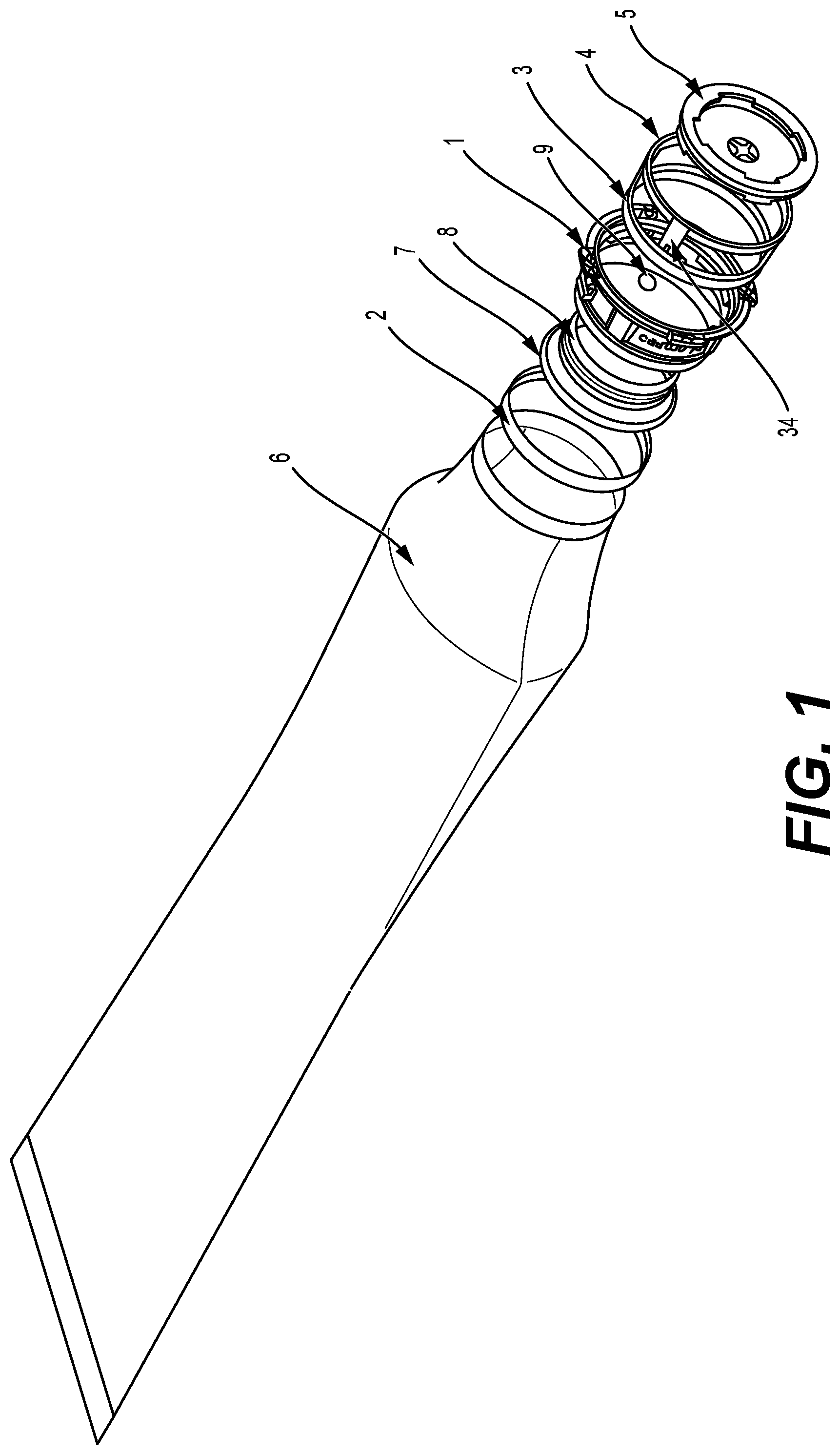Patent US12103746 — Beta container for an alpha-beta port system — Figure 1