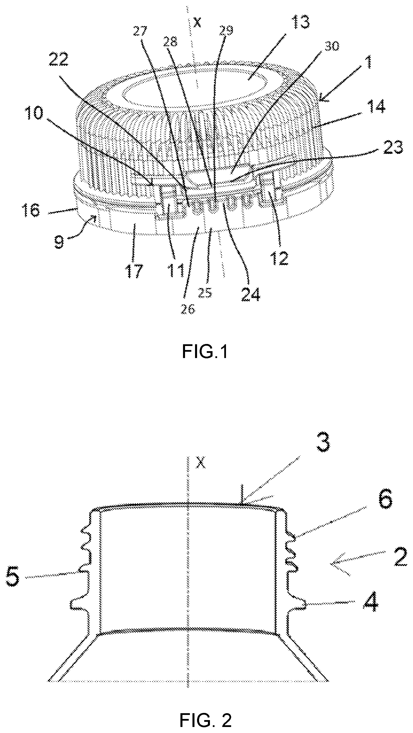 Patent US12103748 — Stopper device intended to be attached to the neck of a container — Figure 1
