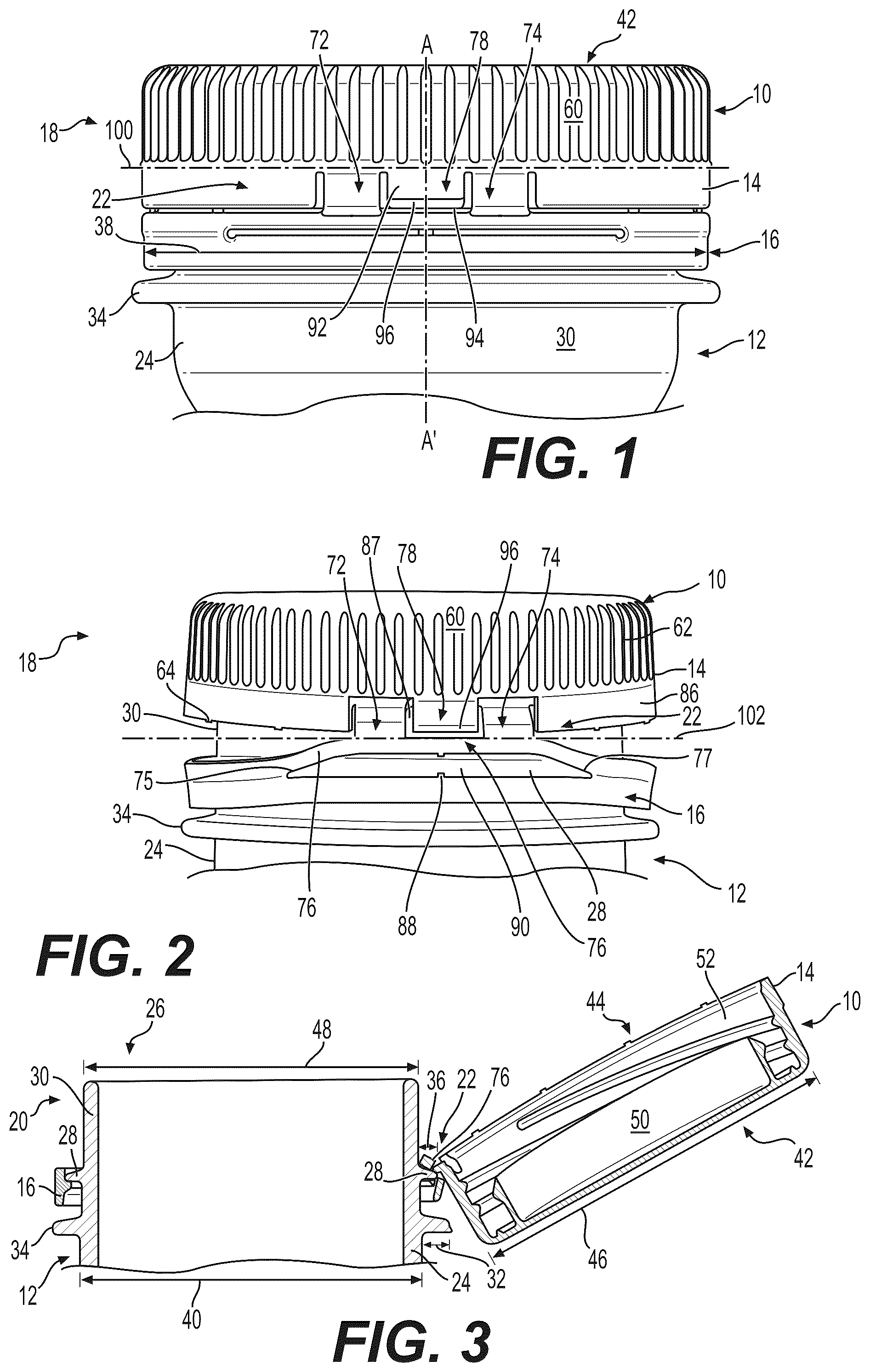 Patent US12103749 — Closure device for a container — Figure 1