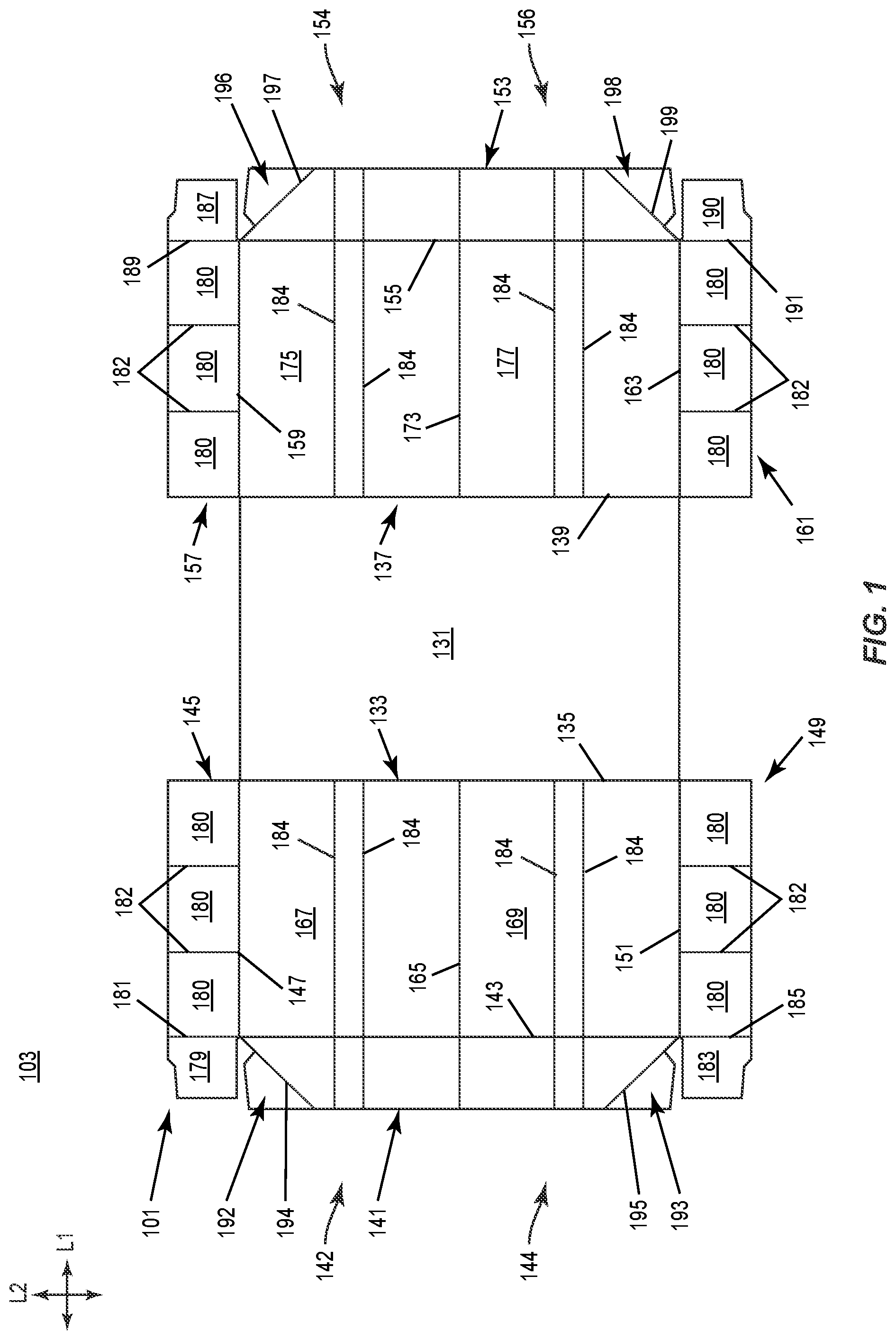 Patent US12103753 — Shipping and dispensing construct — Figure 1