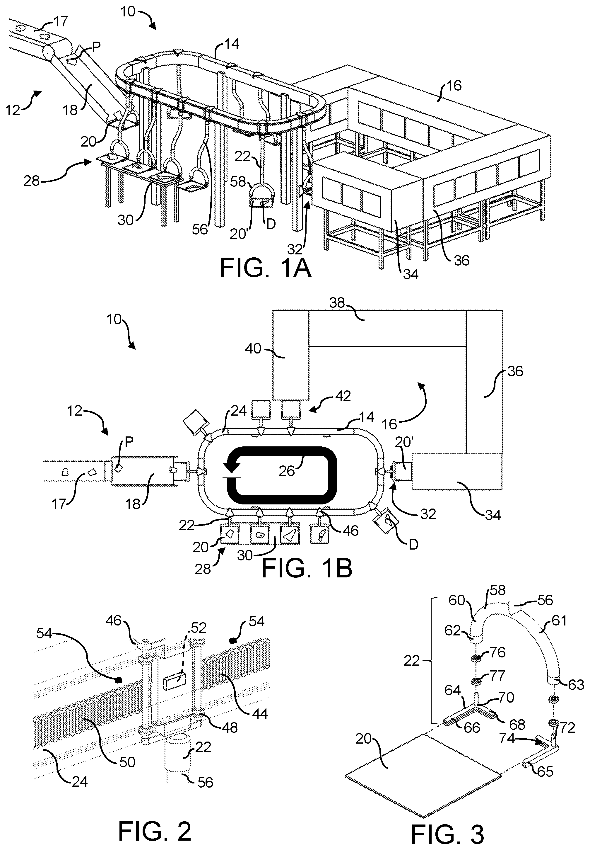 Patent US12103784 — Overhead tray conveyor and wash system — Figure 1