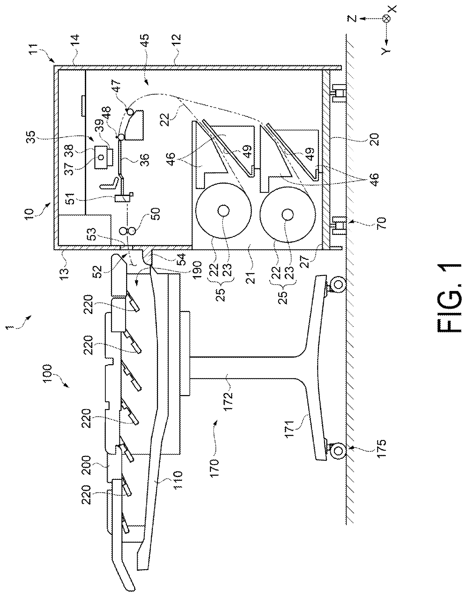 Patent US12103805 — Medium placement device and recording system — Figure 1