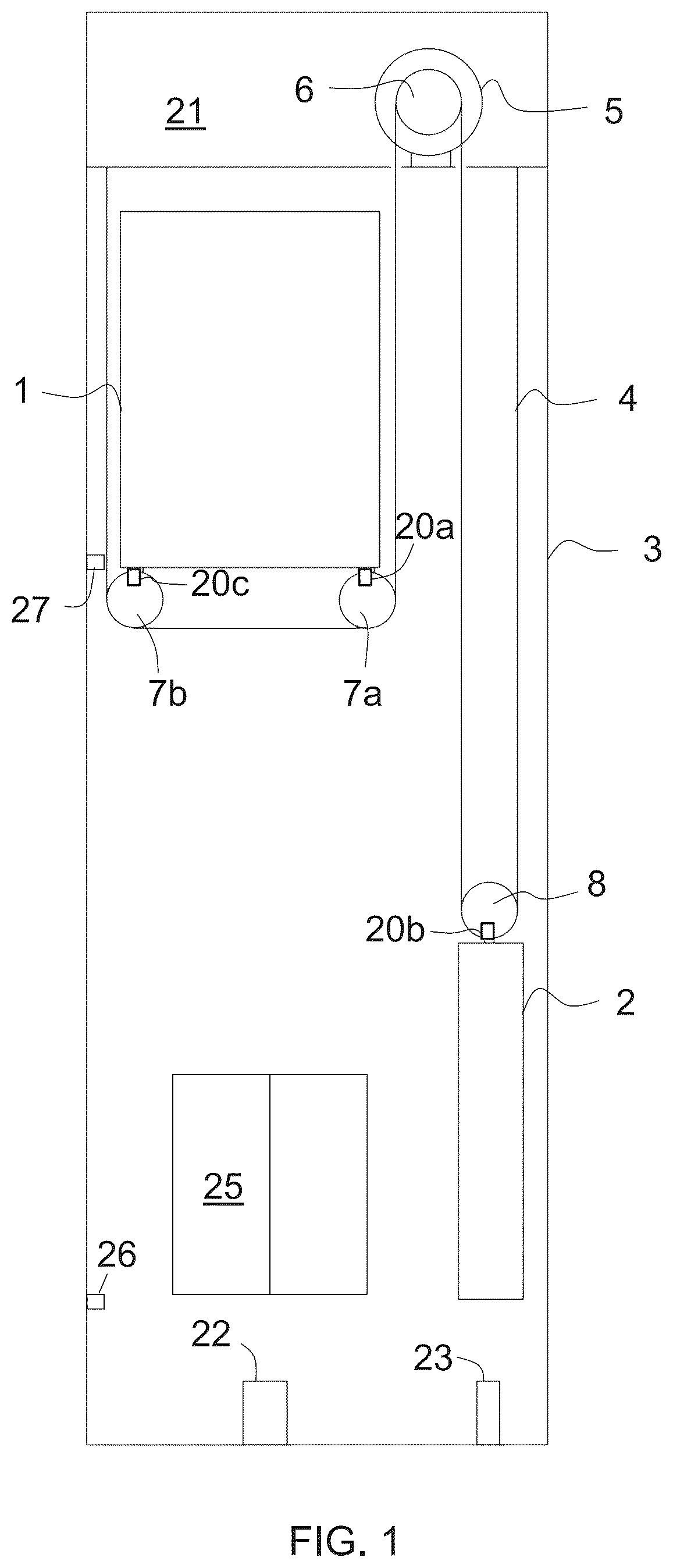Patent US12103817 Figure 1 – Measurement arrangement and method of monitoring rotation speed of a component of an elevator, escalator, moving walkway or moving ramp