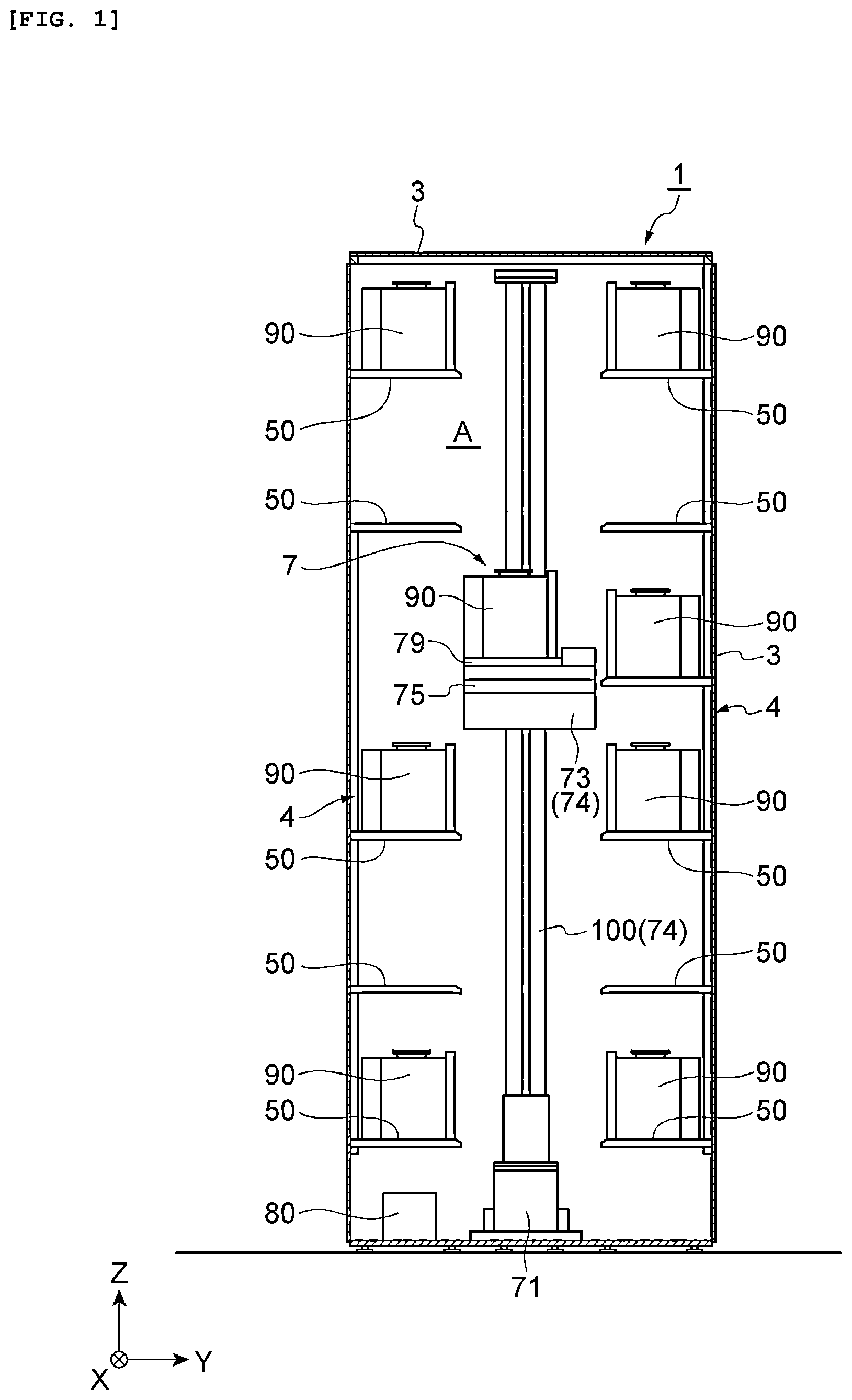 Patent US12103836 — Stacker crane — Figure 1