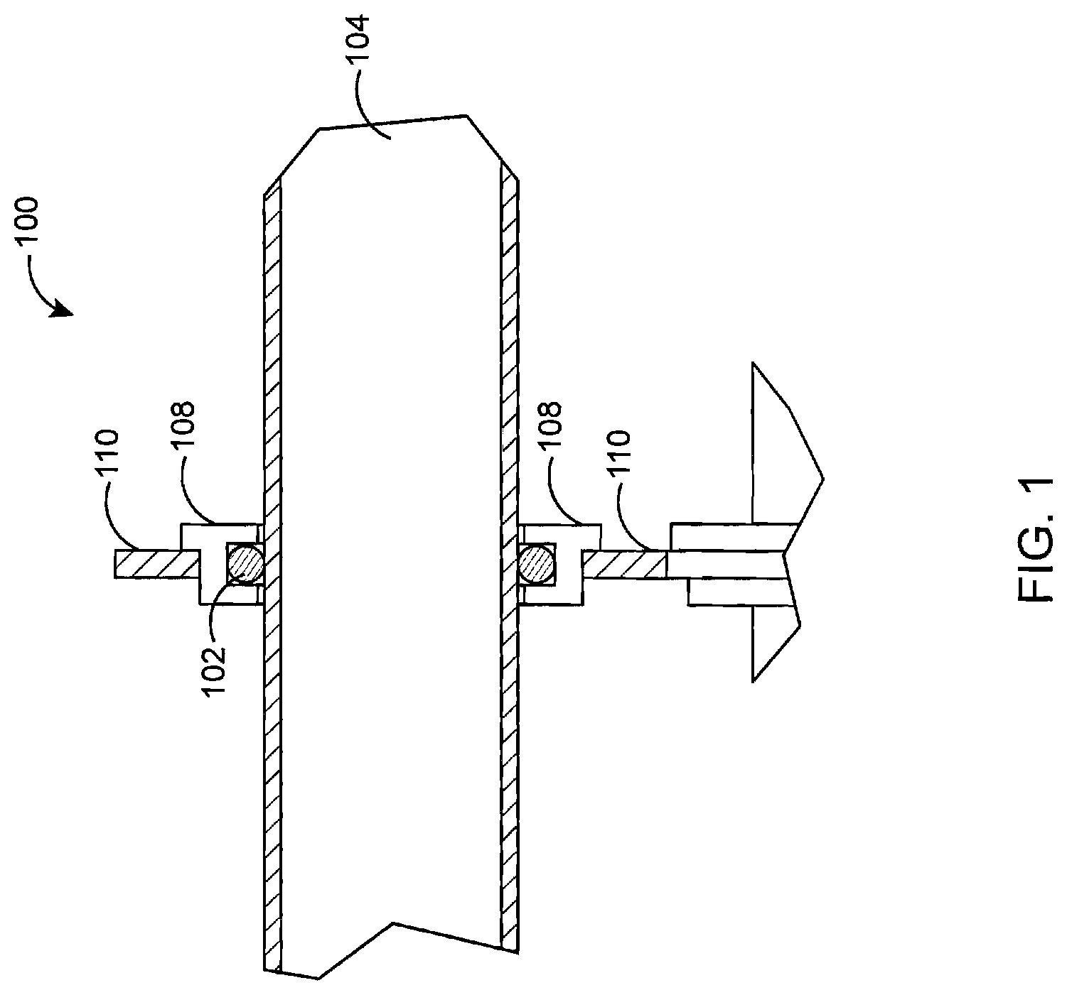 Patent US12103867 — Attachment assembly for quartz sleeve support in a UV cylinder assembly — Figure 1