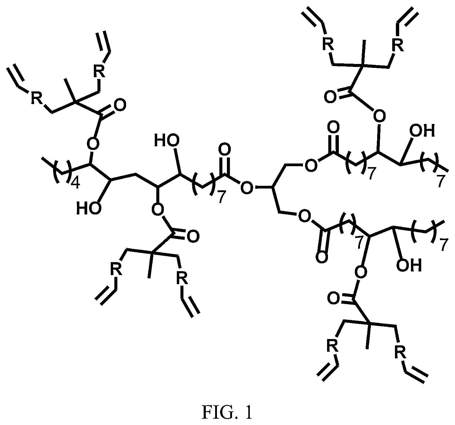 Patent US12104065 — Preparing method for branched vegetable oil-based photosensitive resin and UV curing glass ink — Figure 1