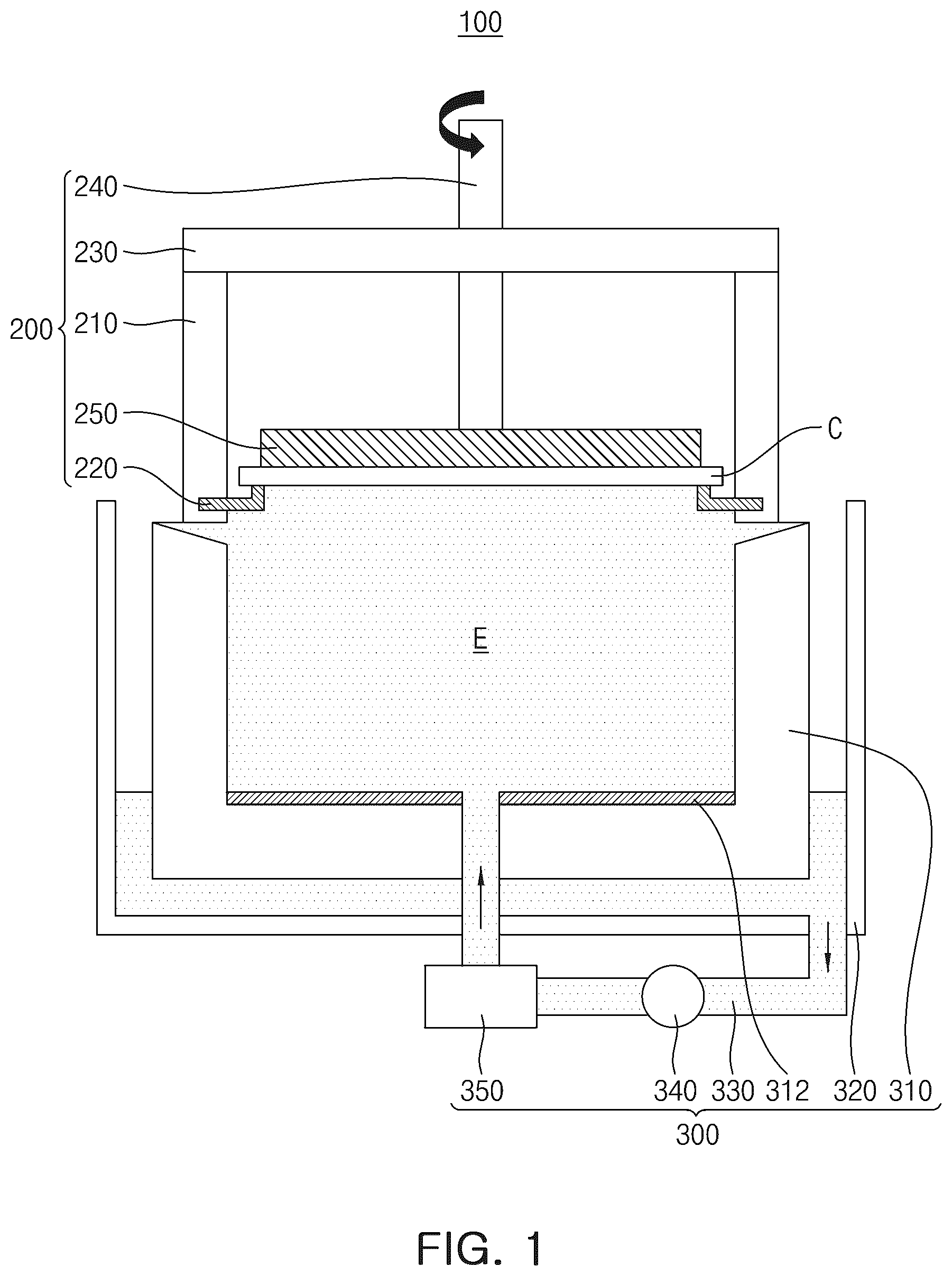Patent US12104266 — Plating apparatus having conductive liquid and plating method — Figure 1