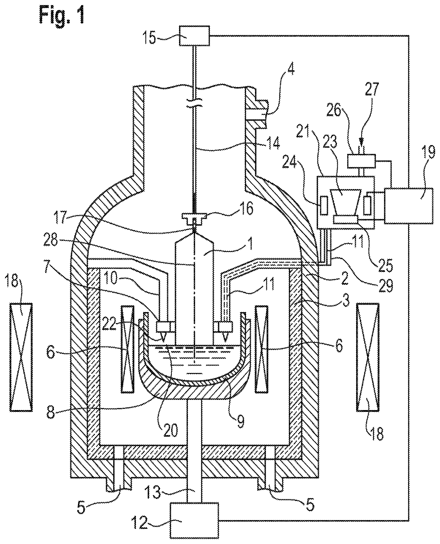Patent US12104274 — Method and device for producing a single crystal of silicon, which single crystal is doped with n-type dopant — Figure 1