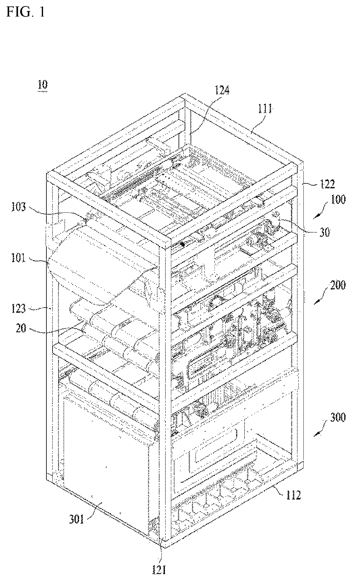 Patent US12104314 — Clothes folding apparatus — Figure 1