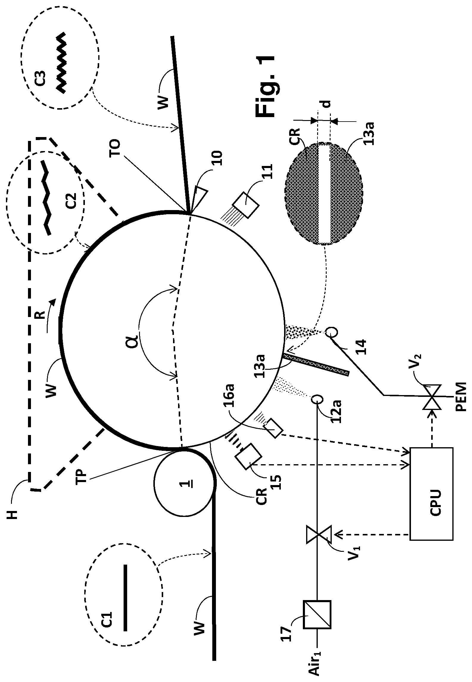 Patent US12104322 Figure 1 – Method and a system for a Yankee cylinder in a tissue machine