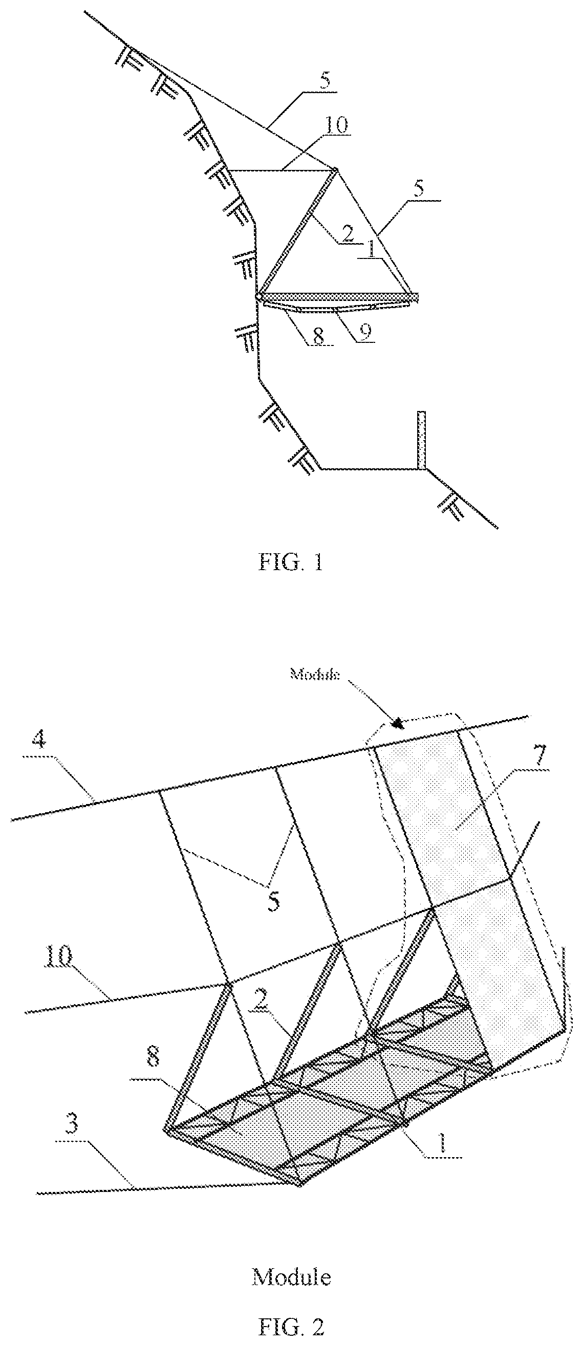 Patent US12104338 — Combined type flexible glass net system used for protection against full-particle falling rocks on plank roads in scenic sports and mounting method thereof — Figure 1