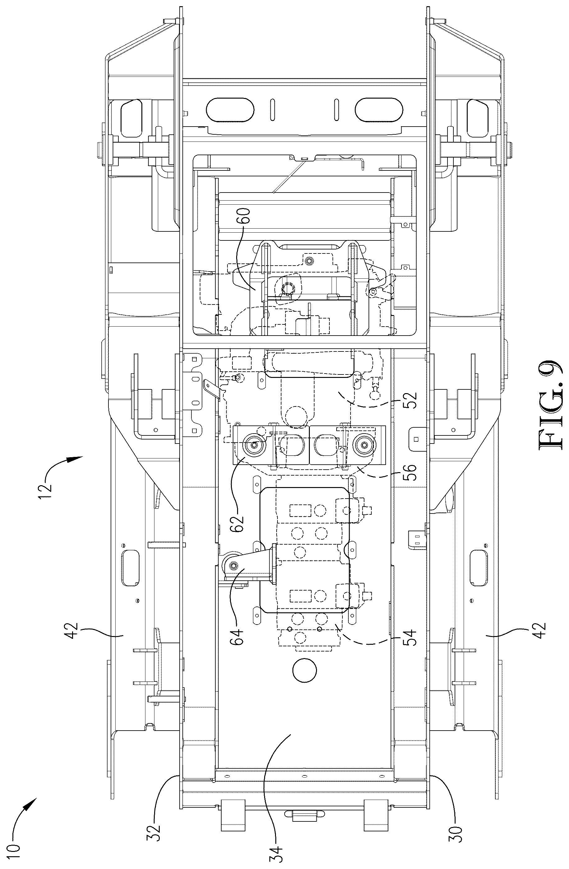 Patent US12104348 Figure 9 – Loader with improved arm path