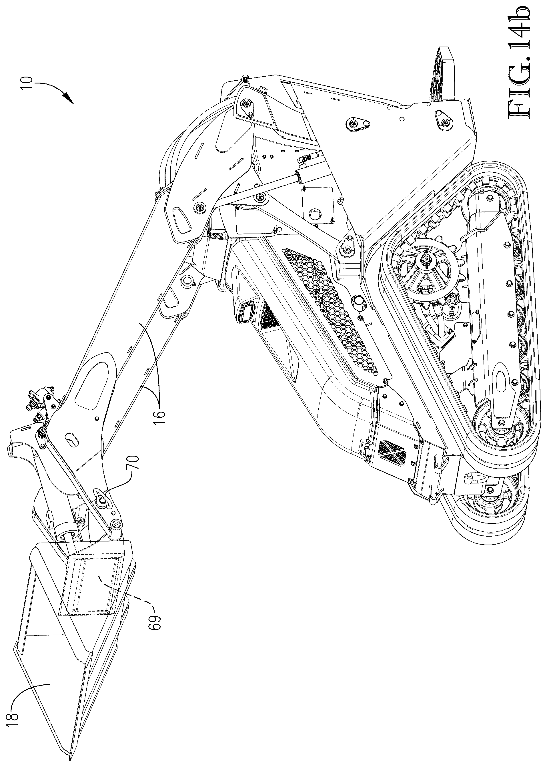 Patent US12104348 Figure 15 – Loader with improved arm path