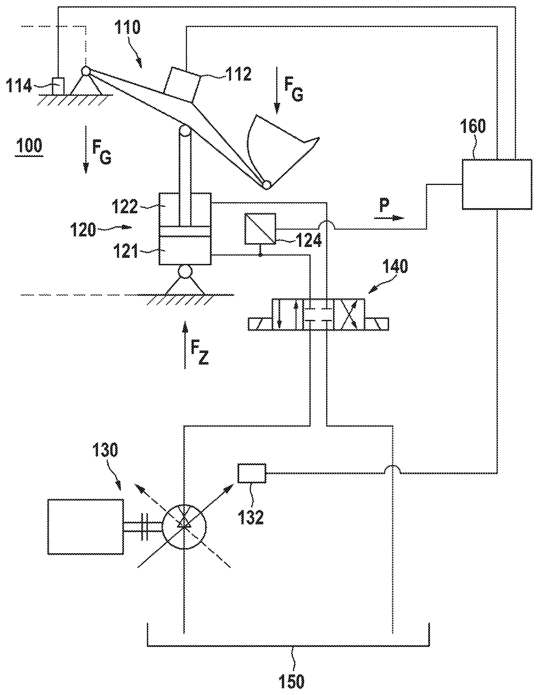 Patent US12104357 — Method for damping a movably mounted attachment part of a machine and the machine — Figure 1