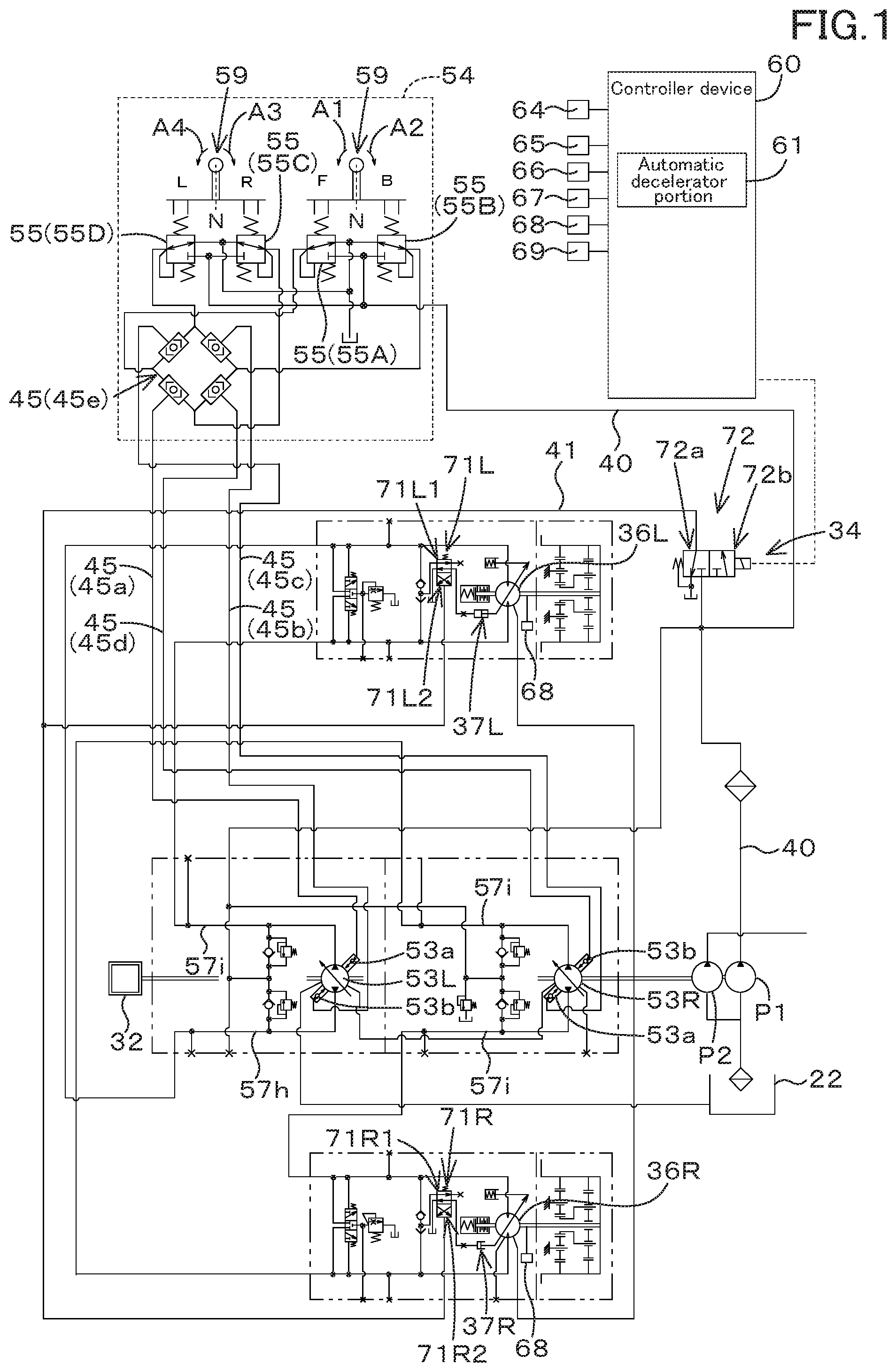 Patent US12104358 Figure 1 – Working machine