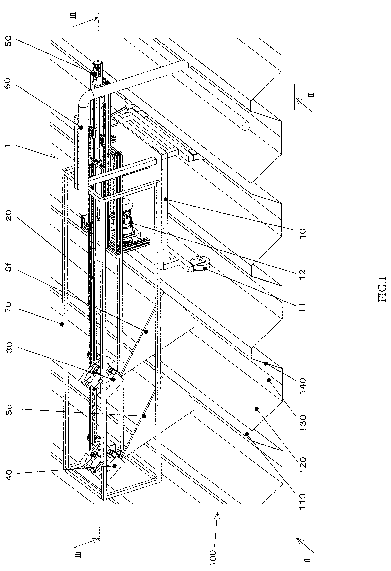 Patent US12104371 — Surface treatment device and surface treatment method — Figure 1