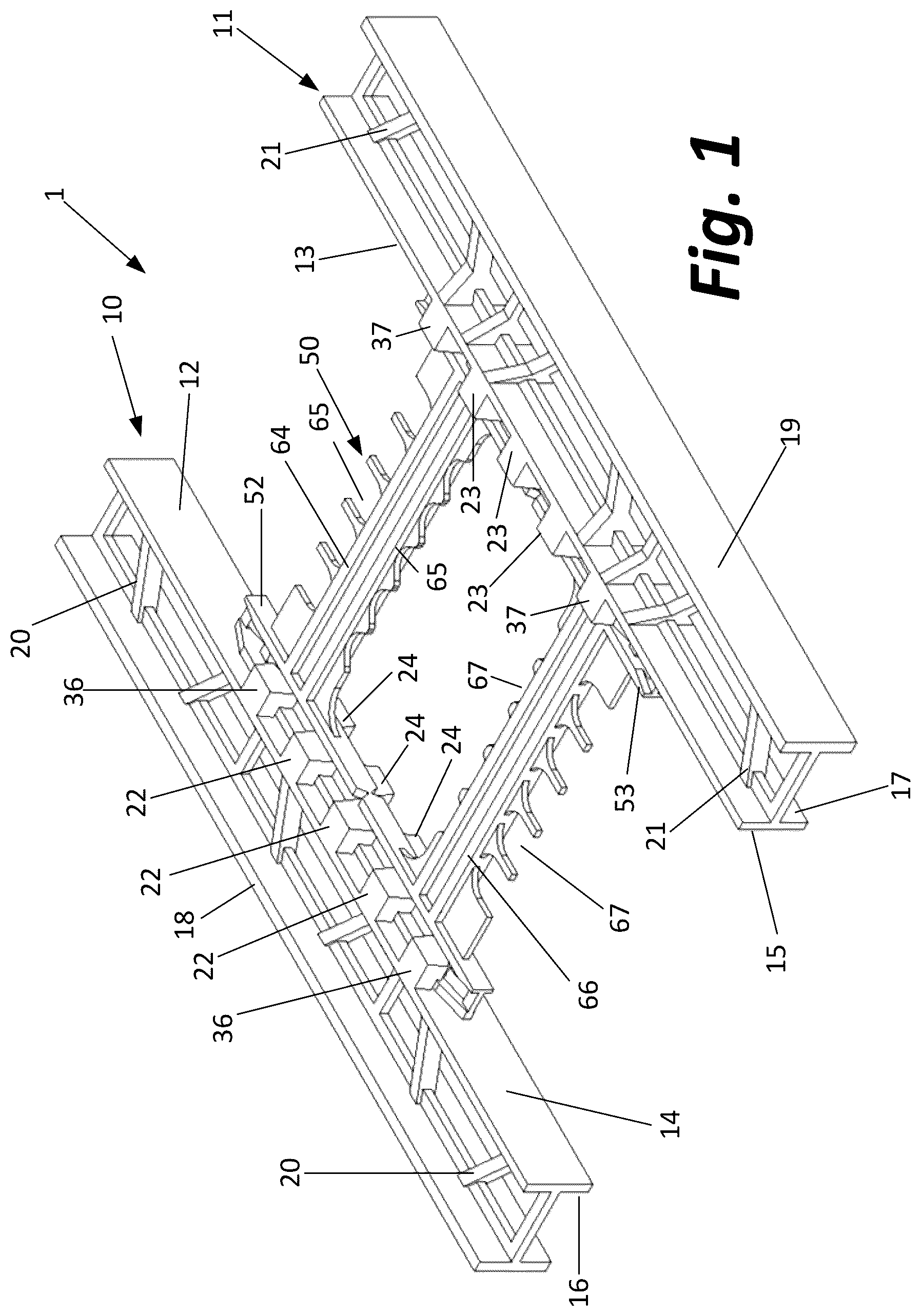 Patent US12104375 Figure 1 – Concrete form assembly