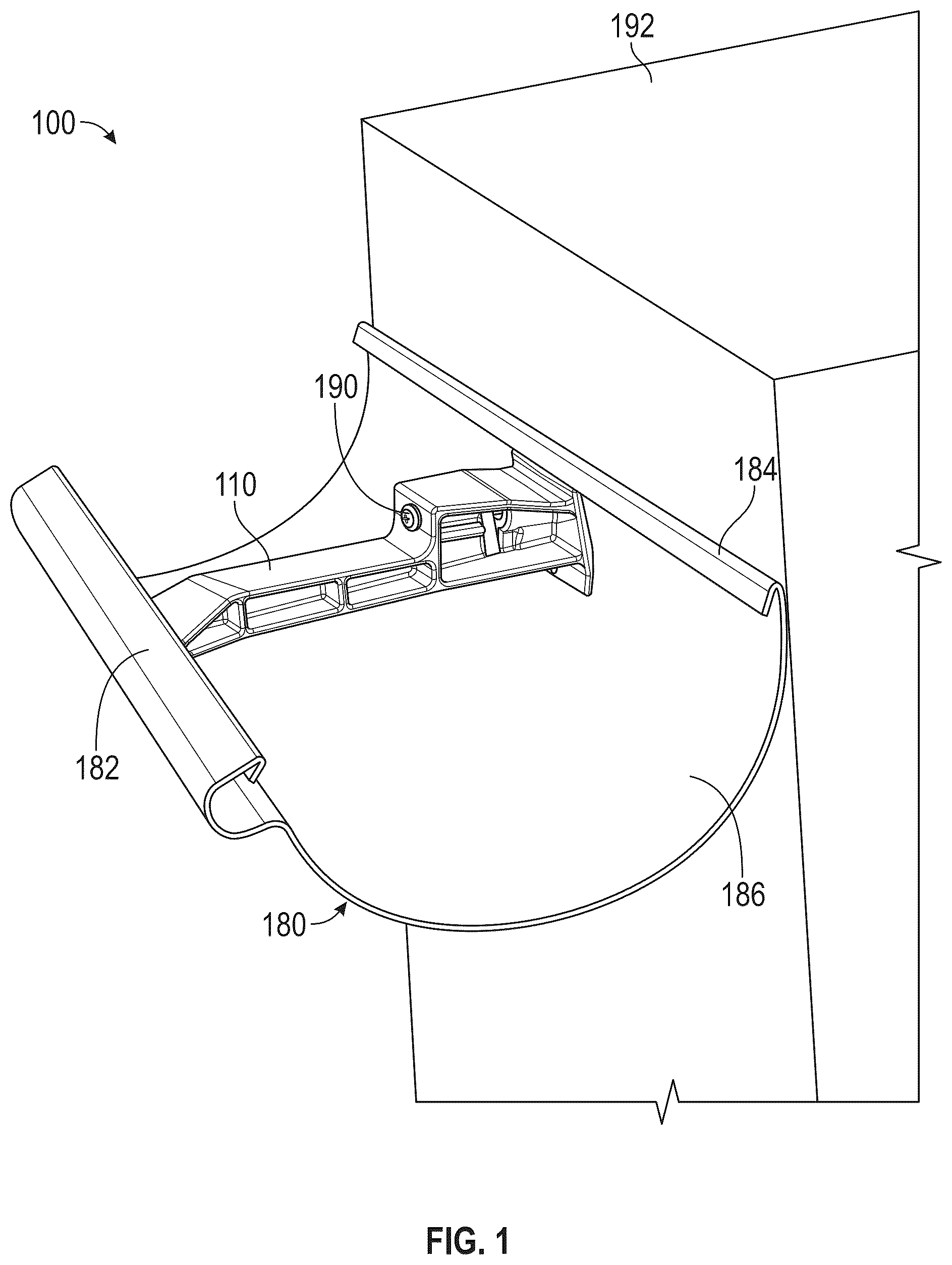 Patent US12104383 — Fastening support for half round gutters — Figure 1