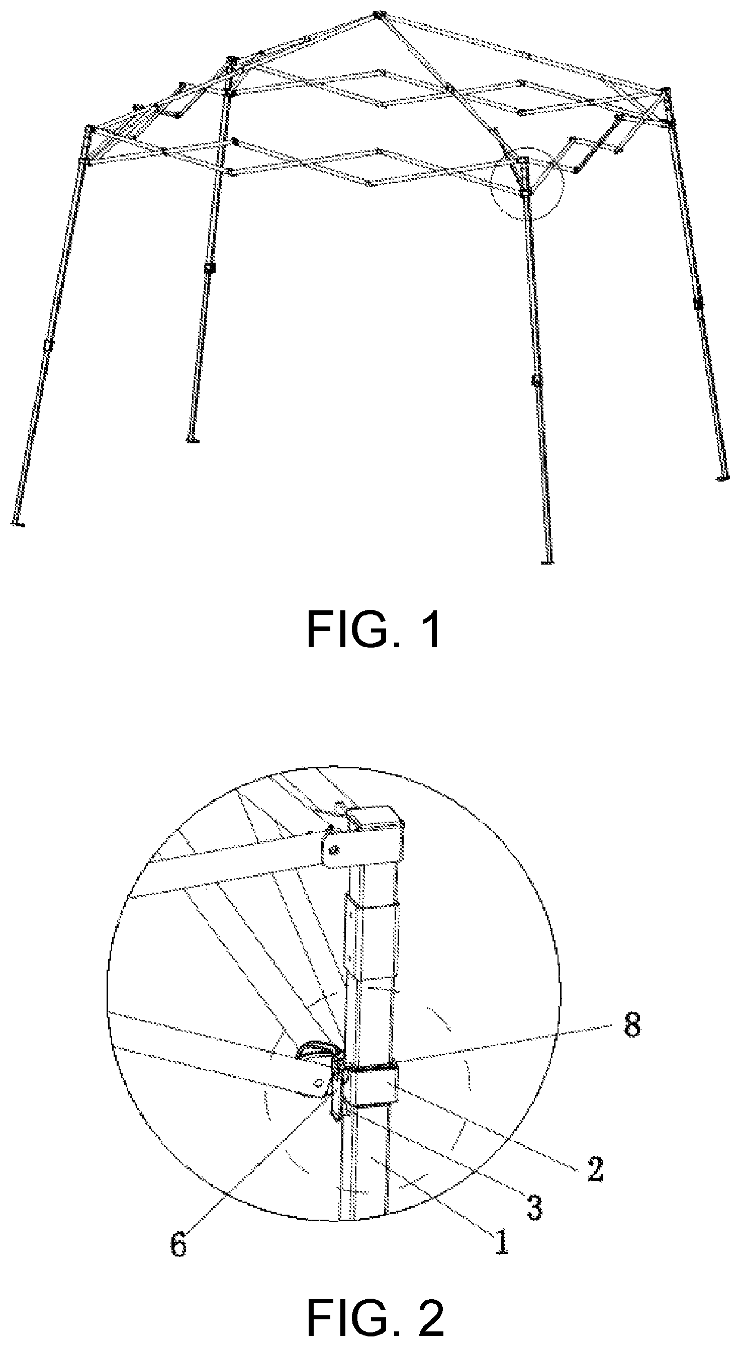 Patent US12104398 — Leg tube sliding locking mechanism for opening and closing folding tent — Figure 1